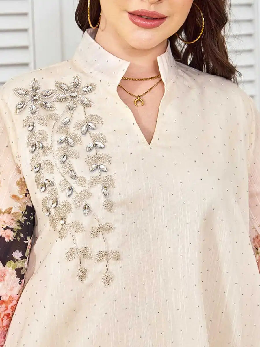 Elegant Hotfix Rhinestones Printed Caftan Kaftan Dress for Women - Eid Party, Wedding, Special Occasions #25374