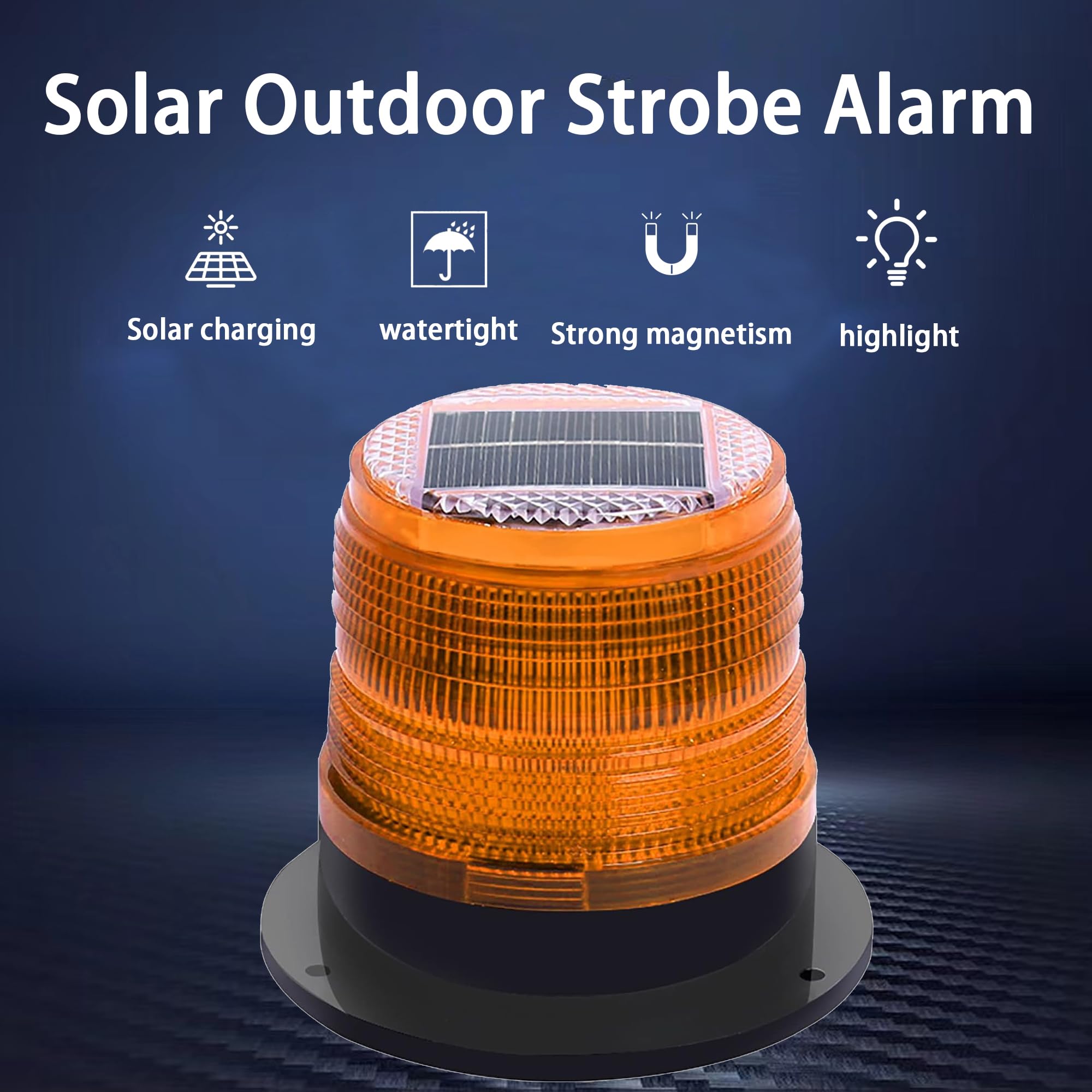 Solar Powered Magnetic Strobe Warning Light - Waterproof LED Flash Light with Strong Magnetic Base for Construction, Traffic, Factory Safety - Yellow Emergency Beacon for Road Work, Hazard Zones & Night Visibility