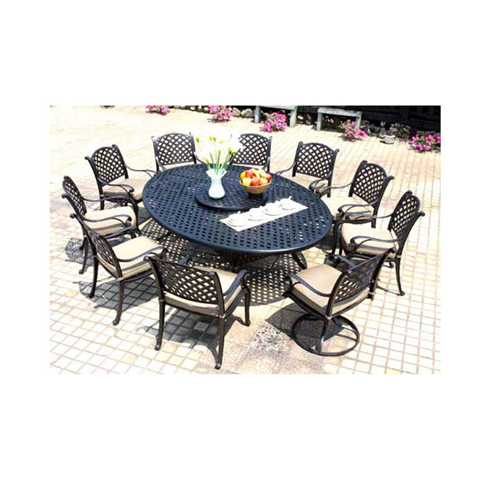 12-Piece Cast Aluminum Outdoor Dining Set - Bronze Desert Patio Furniture with 70