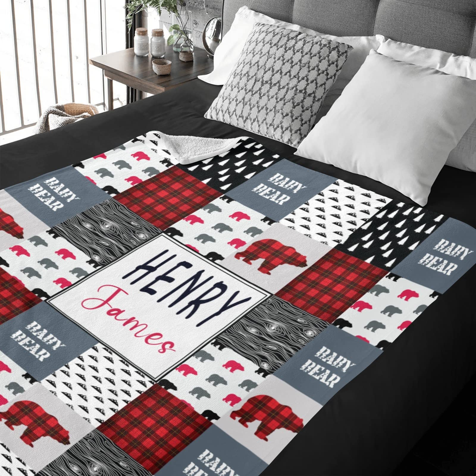 Personalized Woodland Animals Blanket with Name - Custom Baby & Kids Fleece Blanket for Boys & Girls - Soft Minky Flannel Blanket for Baby Showers, Birthdays & Cozy Nursery Decor
