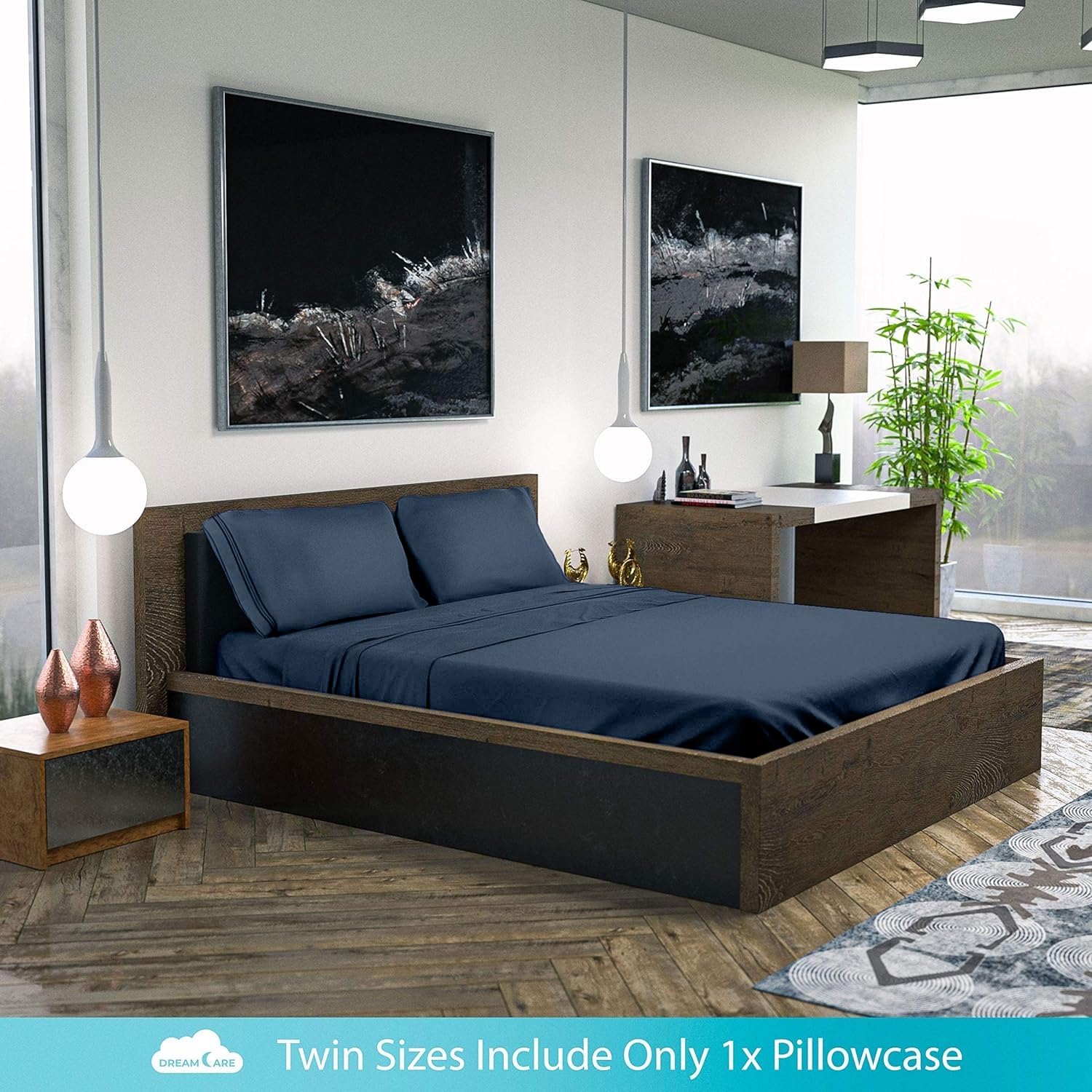 Cooling California King Sheet Set - 4pcs Ultra Soft 100% Brushed Polyester Bed Sheets with Deep Pockets (Fits up to 15