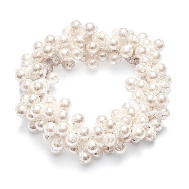 Samyak 6-Pack Imitation Pearl Hair Ties for Women & Girls - Elegant Ponytail Holders Hair Accessories for Weddings, Parties & Everyday Use