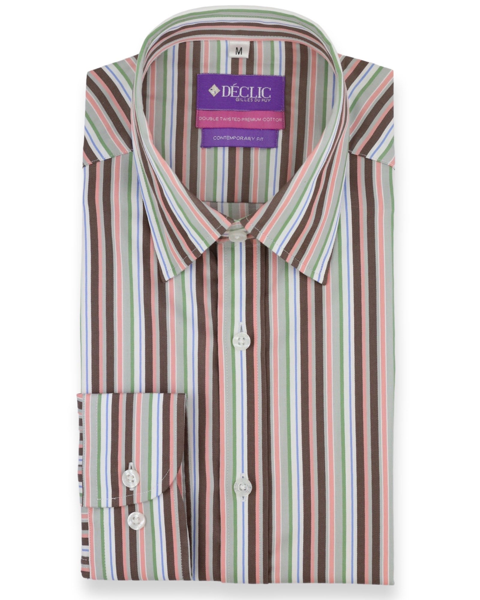 DÉCLIC Caramella Stripe Shirt for Women - Brown & White Casual Button Down Shirt - Perfect for Office, Date Night & Spring Outfits