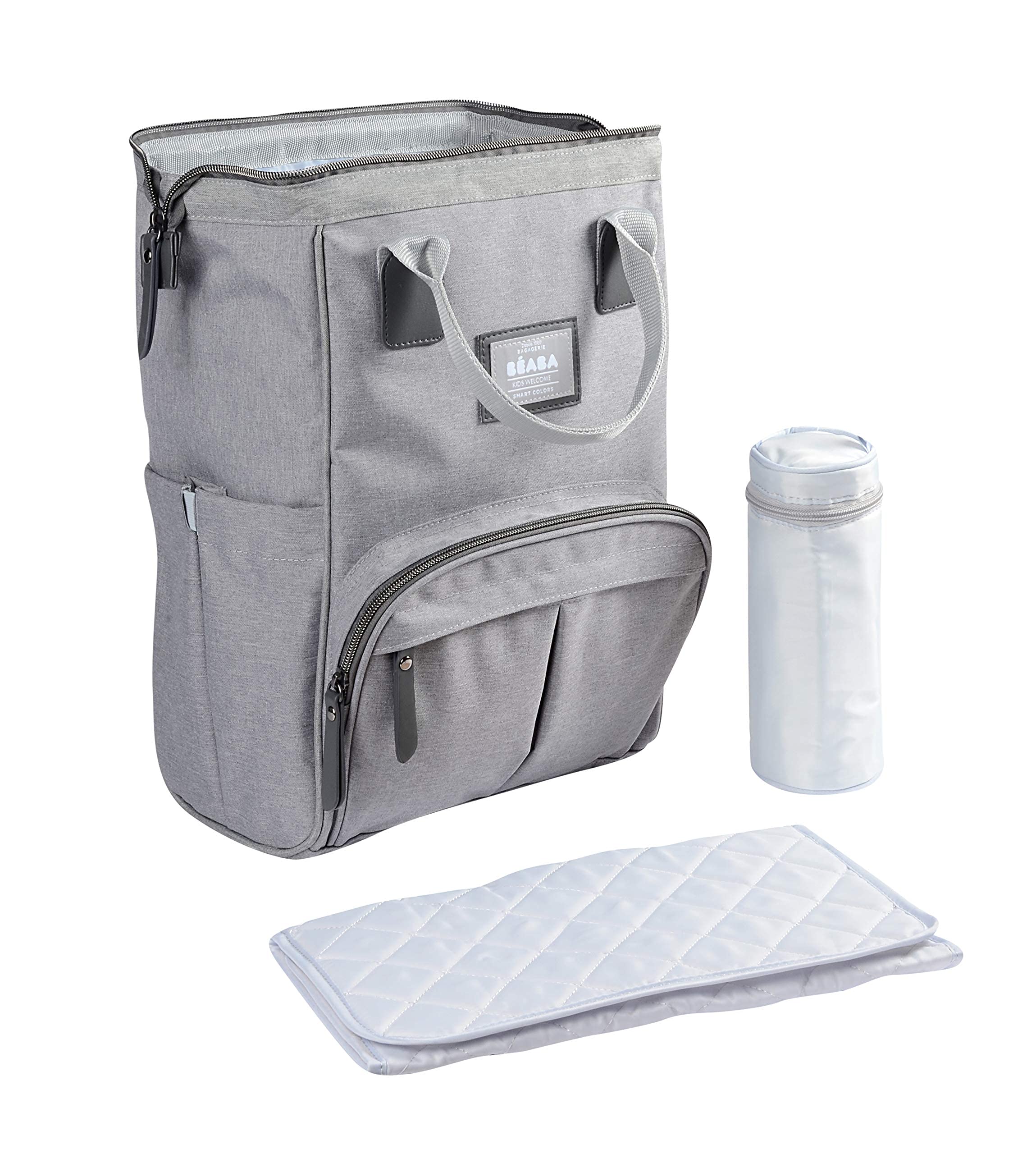 BEABA Wellington Diaper Bag Backpack - Large Waterproof Baby Diaper Backpack with Insulated Pocket & Changing Pad | Perfect for Travel, Daycare, and On-the-Go Parents | BEABA Stainless Steel Insulated Food Jar - Leakproof Thermal Lunch Container for Kids & Adults | Ideal for School, Work, Picnics, and Outdoor Activities