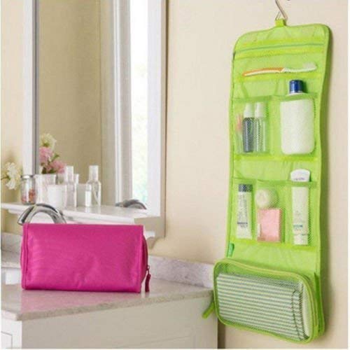 ADDCART Foldable Hanging Travel Cosmetic Bag - Waterproof Makeup Organizer Case & Toiletry Pouch for Women | Portable Wall-Mounted Dressing Kit with Multiple Pockets | Perfect for Travel, Camping & Home Organization