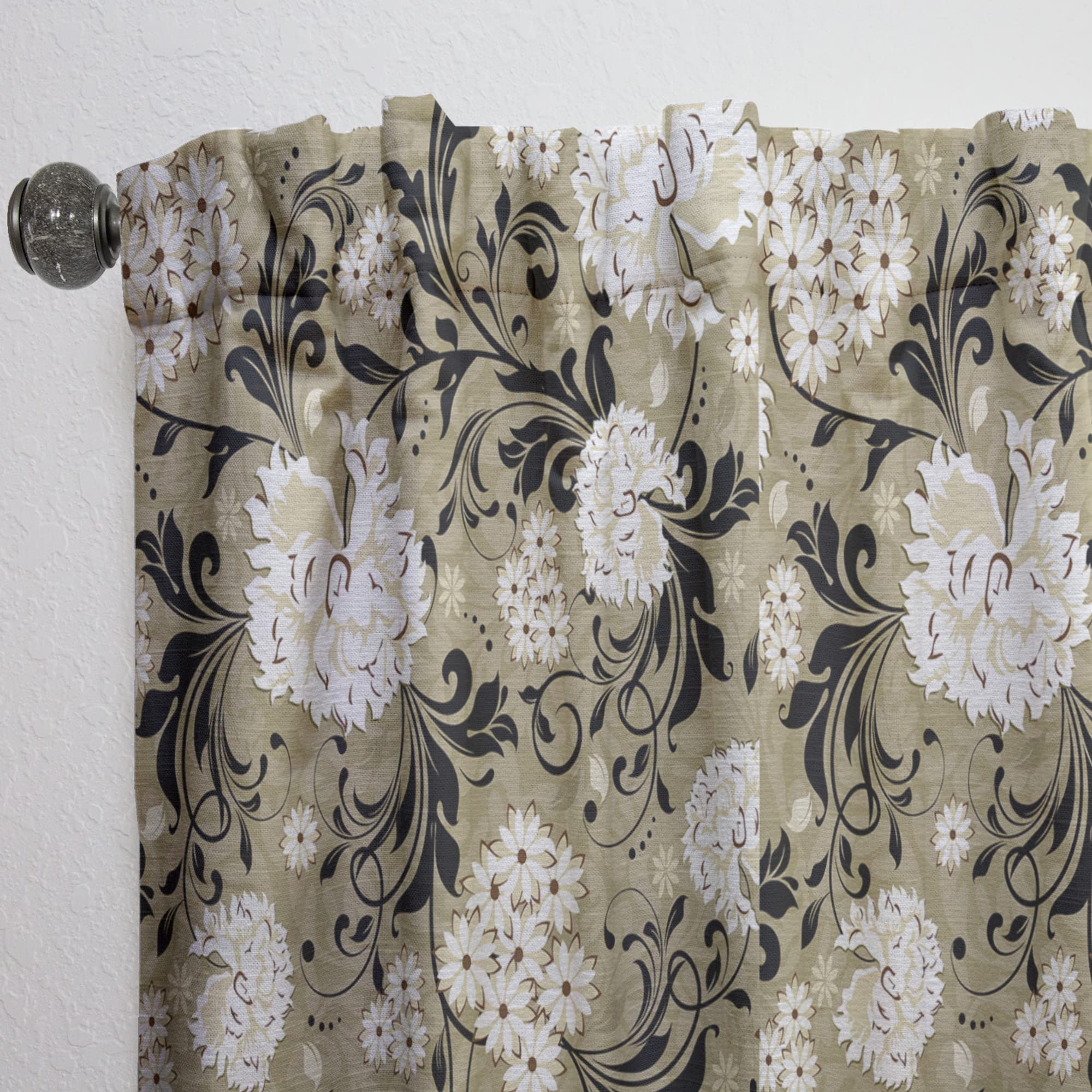 DesignQ Retro Abstract Floral Blackout Curtains - Thermal Insulated Single Panel (52x108 inches) for Bedroom & Living Room - Elegant Window Drapes for Home Decor & Light Blocking