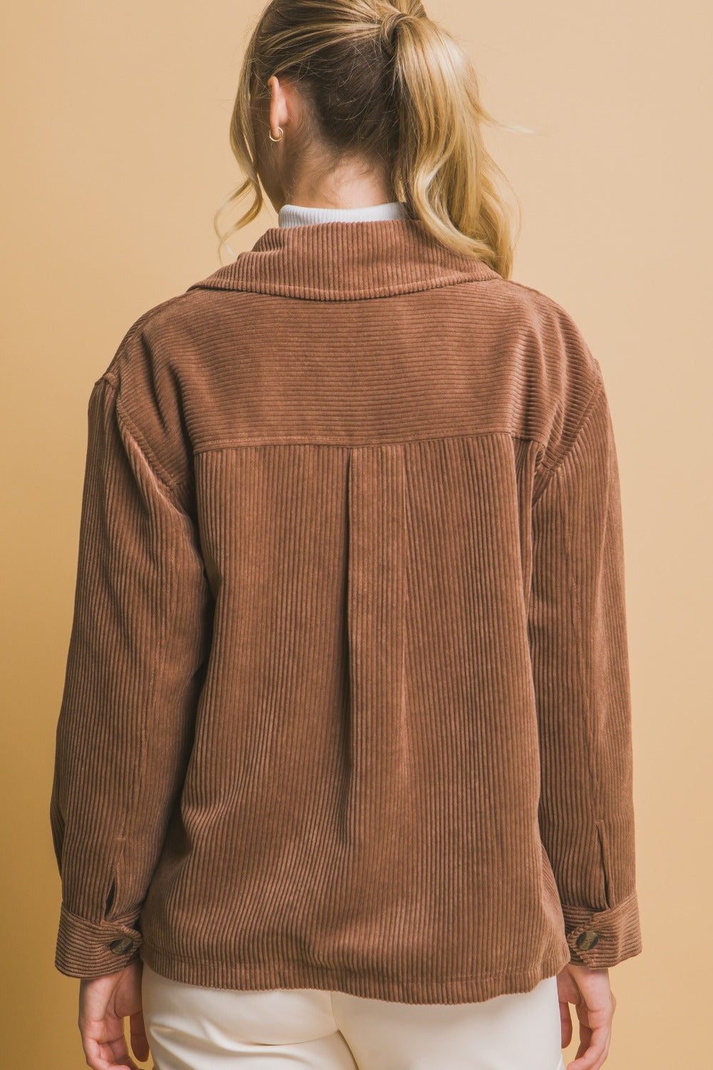 Love Tree Corduroy Button Up Jacket with Sherpa Lining - Cozy Winter Fashion for Women | Casual Outfit & Outdoor Activities
