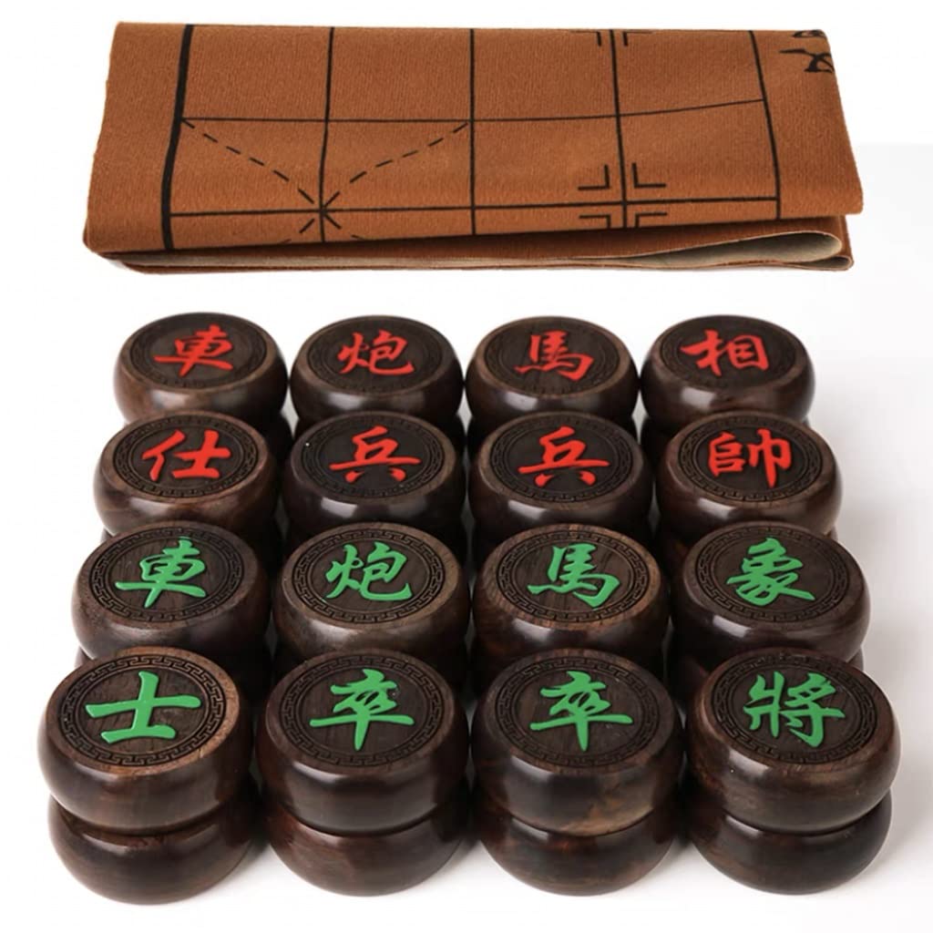 Premium Chinese Chess Set - YUMM Xiangqi Strategy Board Game with Leather Checkerboard for Adults & Kids | 6.0cm/2.4