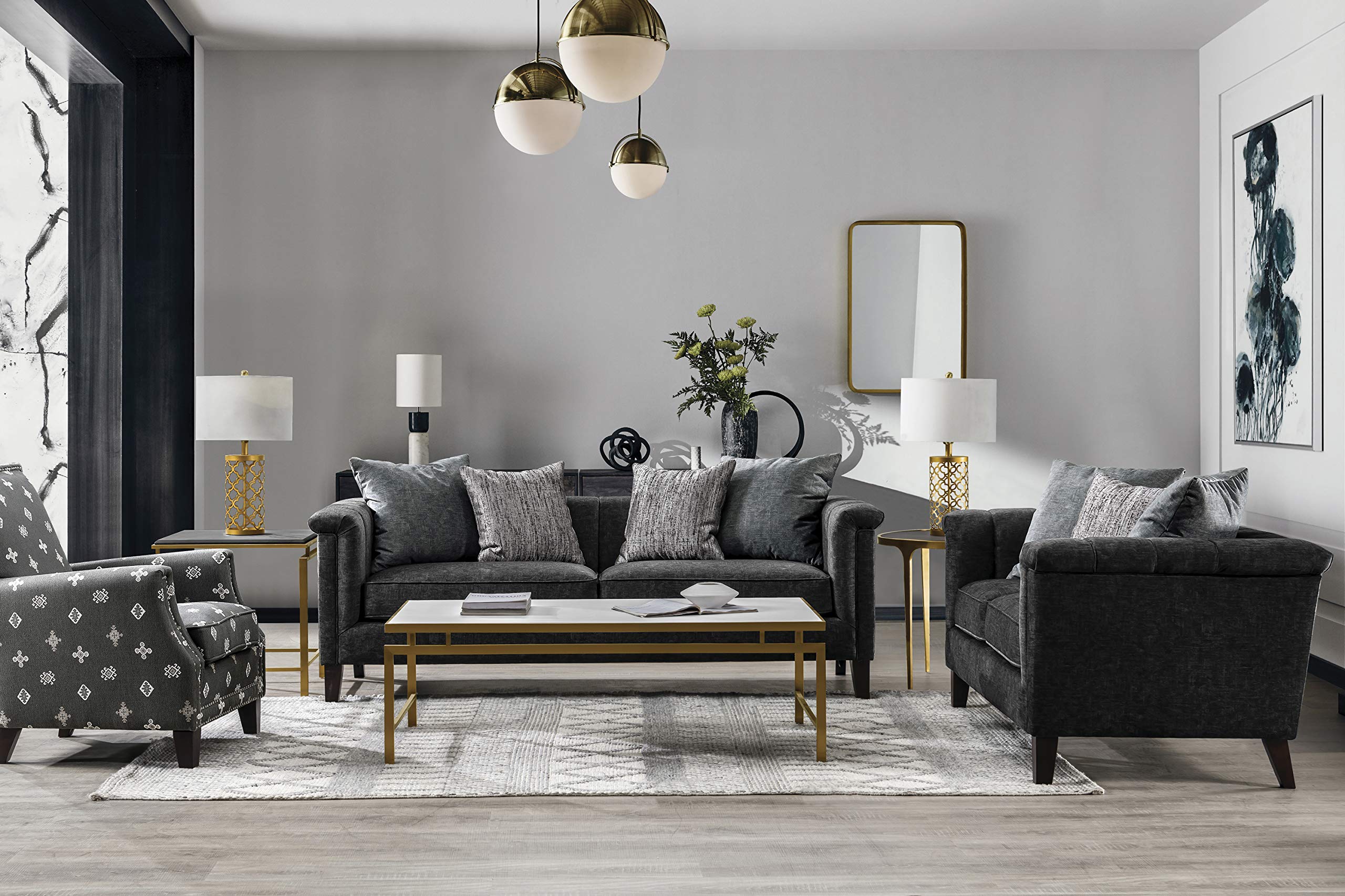 Luxury Velvet Channel Tufted Loveseat Sofa - 65