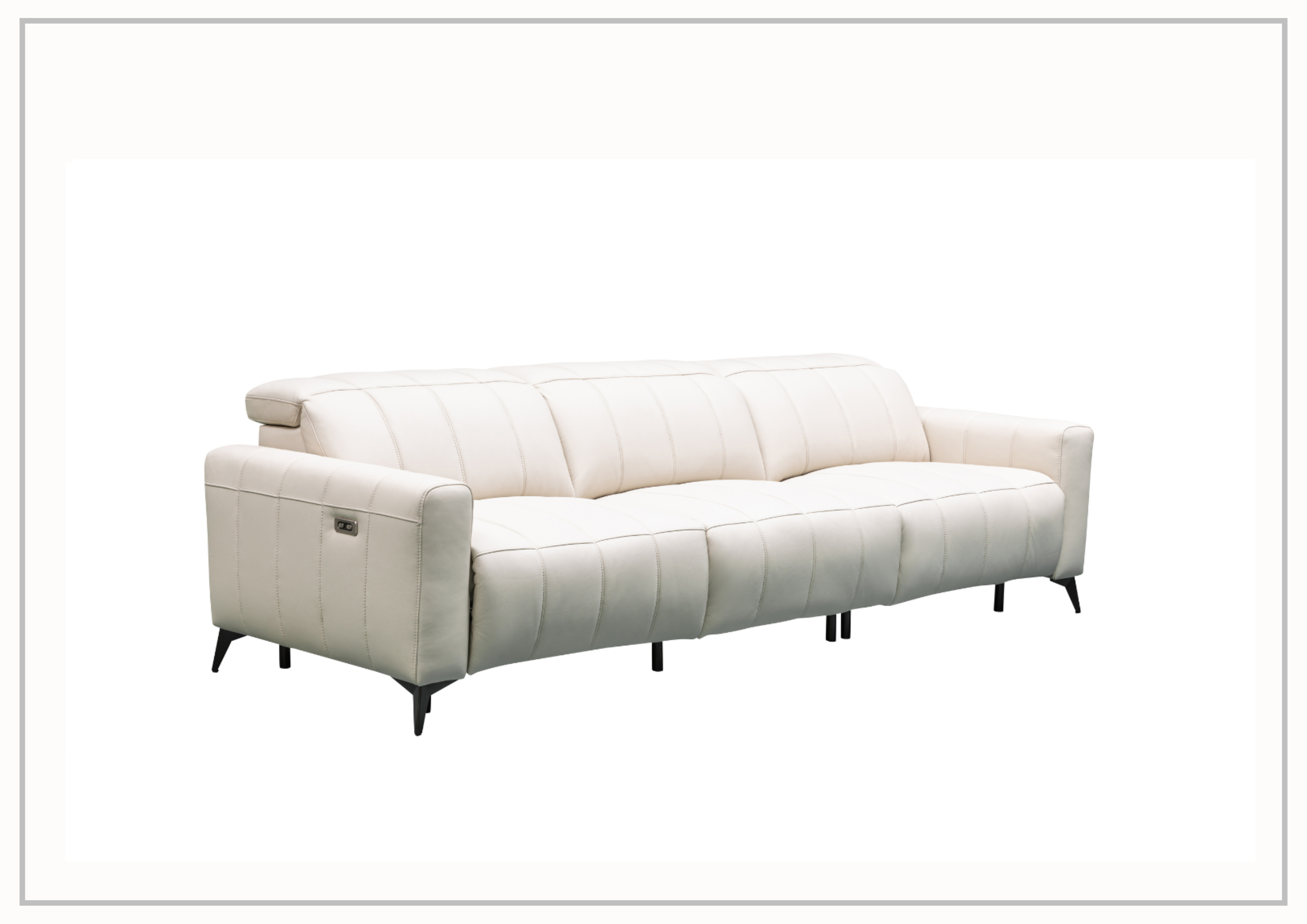 Klaussner Capri 3-Seater Beige Leather Power Reclining Sofa - Modern Living Room Furniture for Home Theater & Relaxation