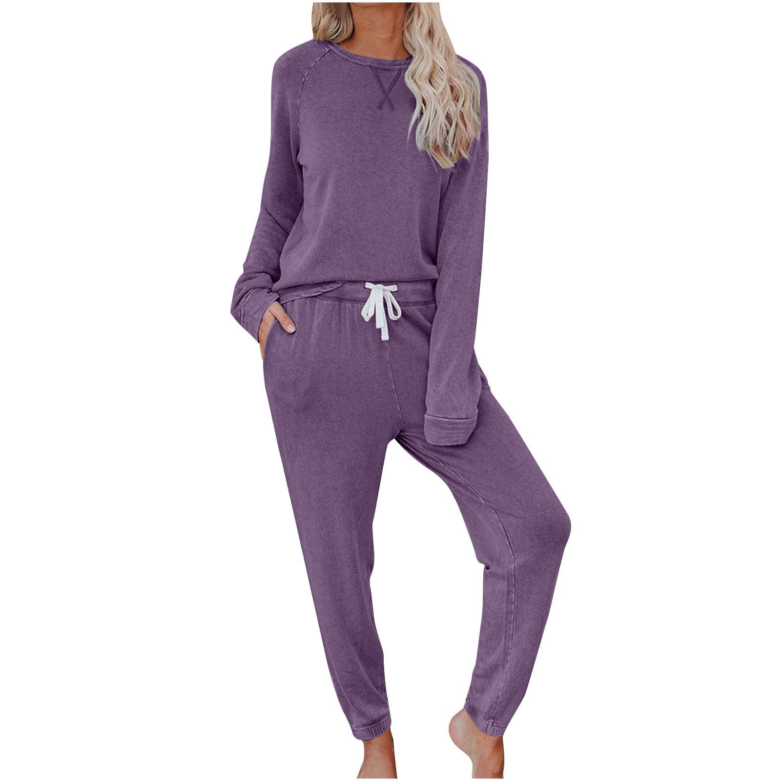 Women's 2-Piece Lounge Set - Long Sleeve Pullover Sweatshirt & Jogger Pants Comfy Tracksuit Outfit | Perfect for Home Relaxation, Yoga & Casual Wear