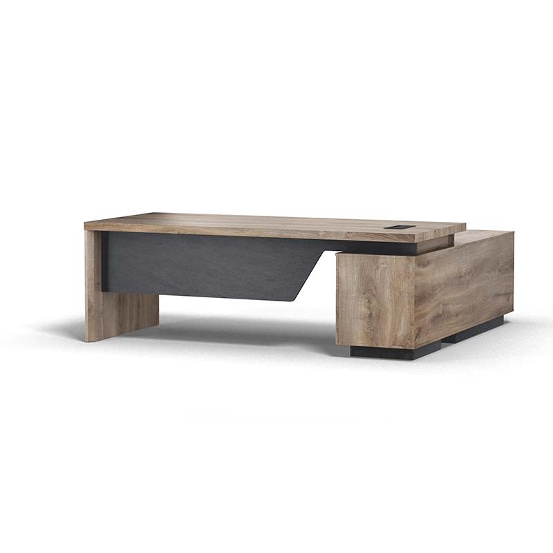 BALDER Executive Desk with Left Return 1.8M-2.0M - Warm Oak & Black Finish - Premium Office Furniture for Home & Business Workspaces