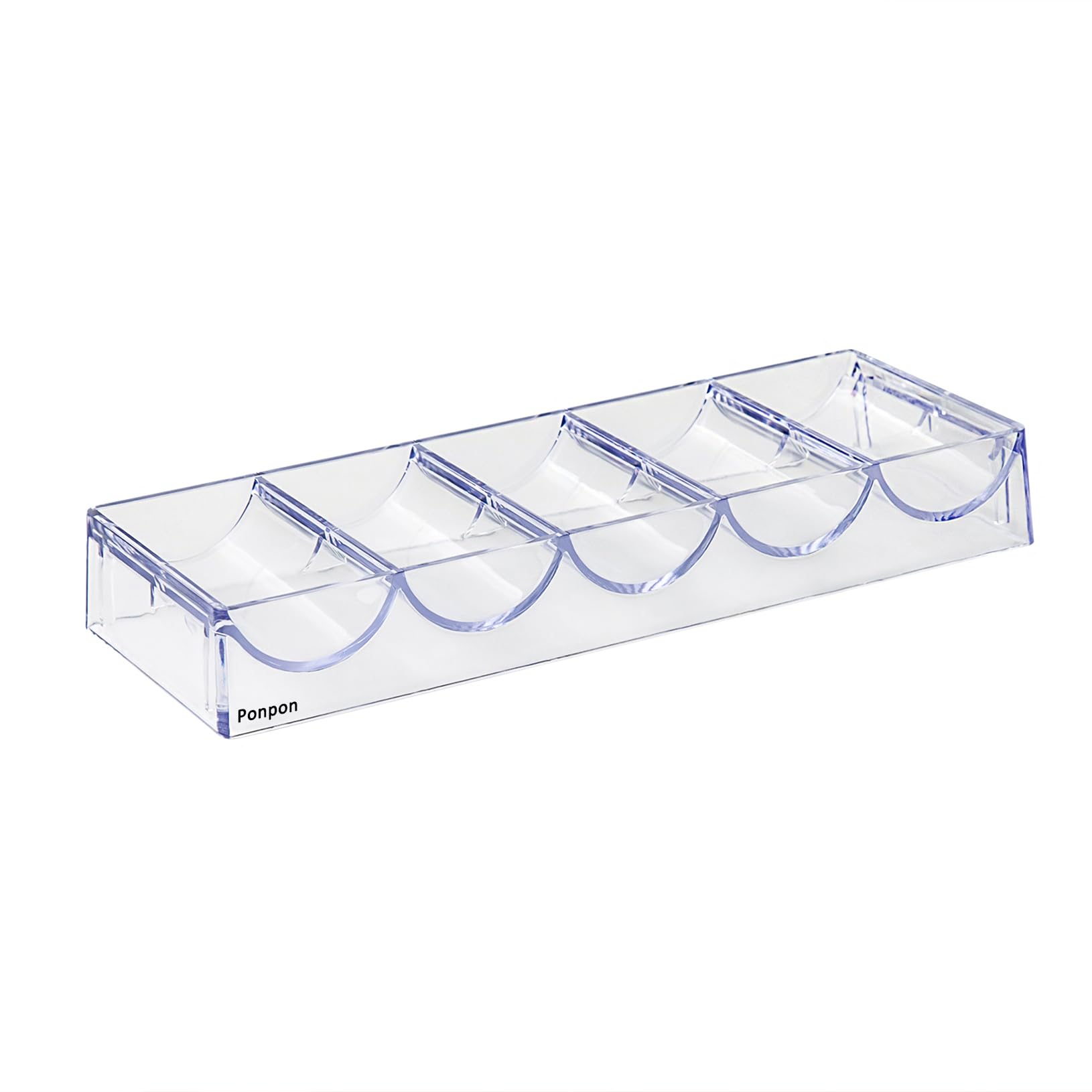 Ponpon Clear Acrylic Poker Chip Trays & Holders - 100-Capacity Chip Rack for Casino Games, Poker Nights & Home Game Storage