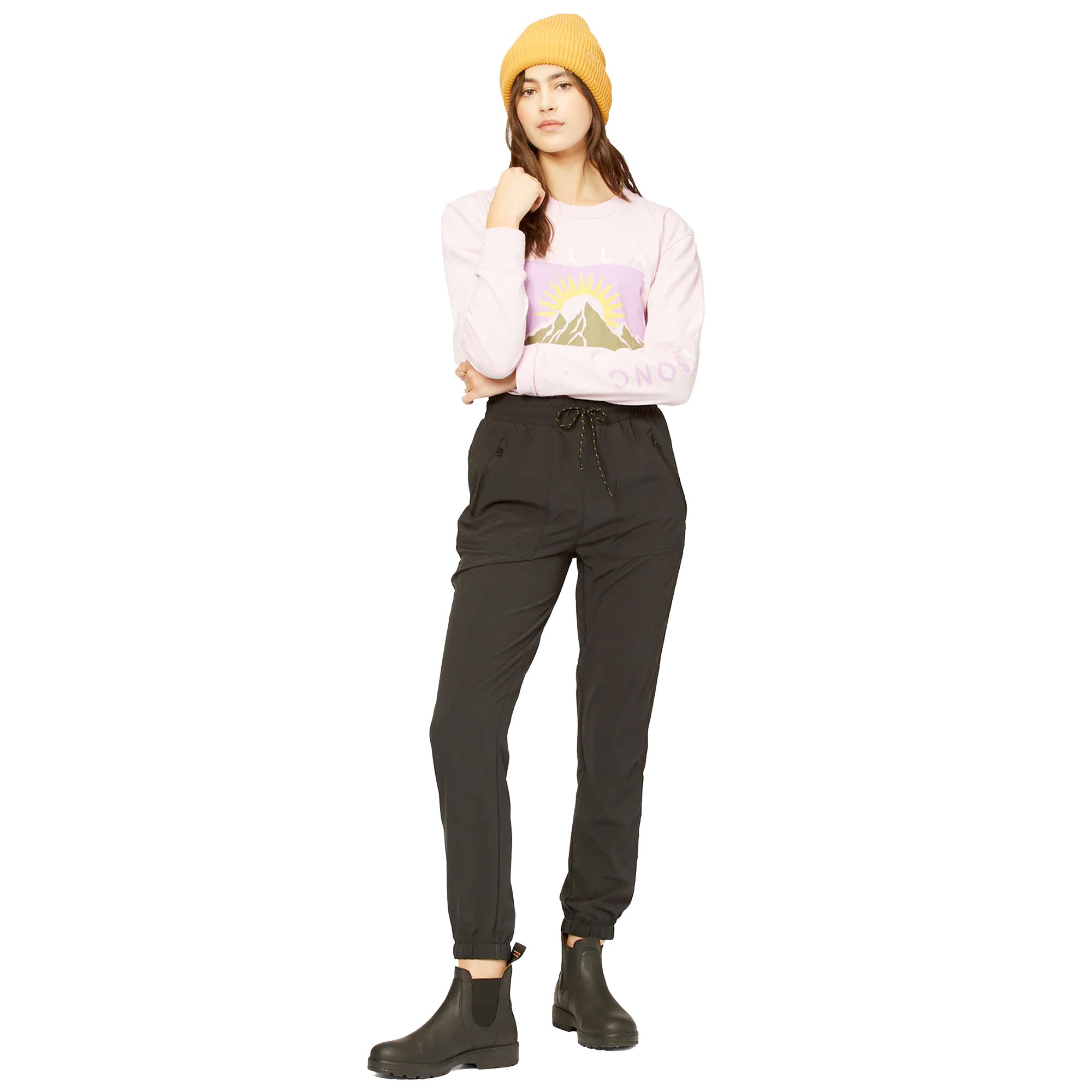 Billabong Canyon Jogger Pants for Women - Comfortable Stretch Athletic Lounge Pants in Black | Perfect for Yoga, Running & Casual Wear