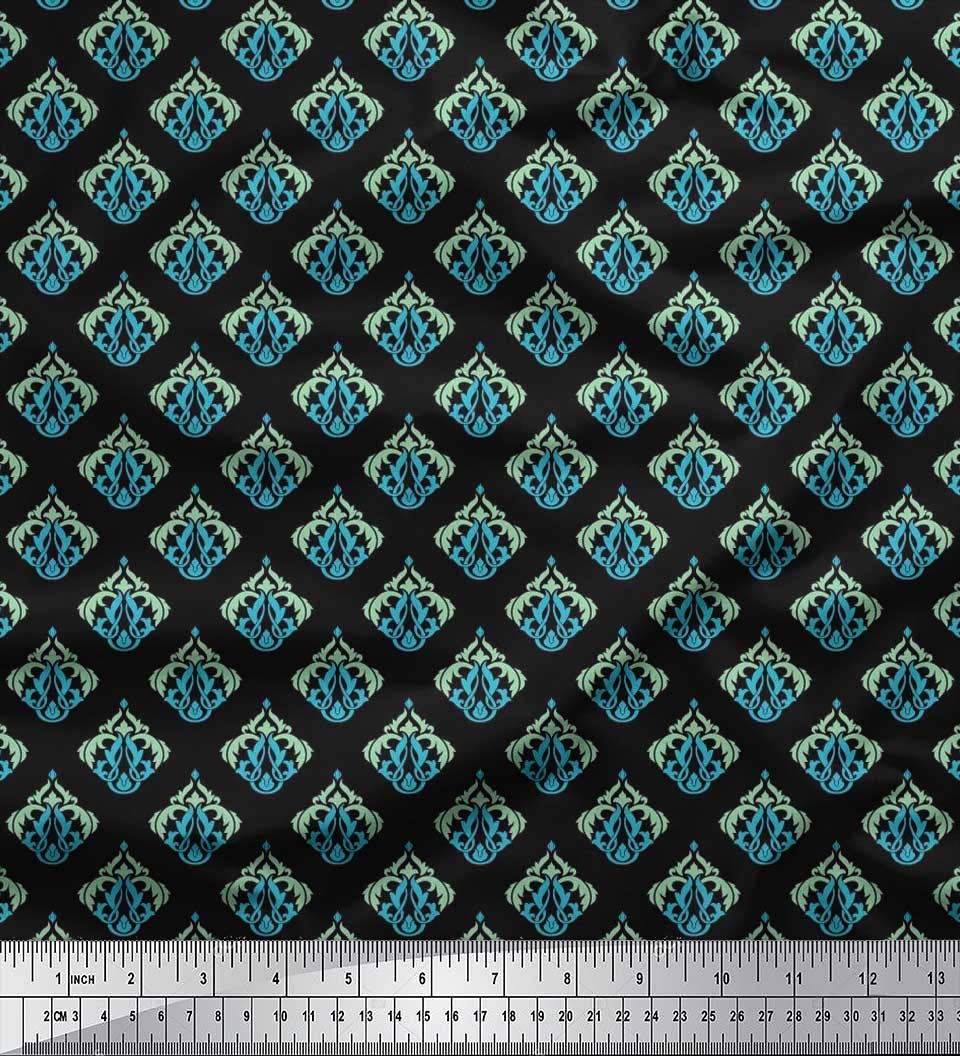 Soimoi Moss Georgette Brown Fabric by The Yard - 42 Inch Wide - Flourish Damask Pattern Textile for Elegant Home Decor, Dresses & Curtains - Printed Fabric for DIY Sewing Projects & Sophisticated Interior Design