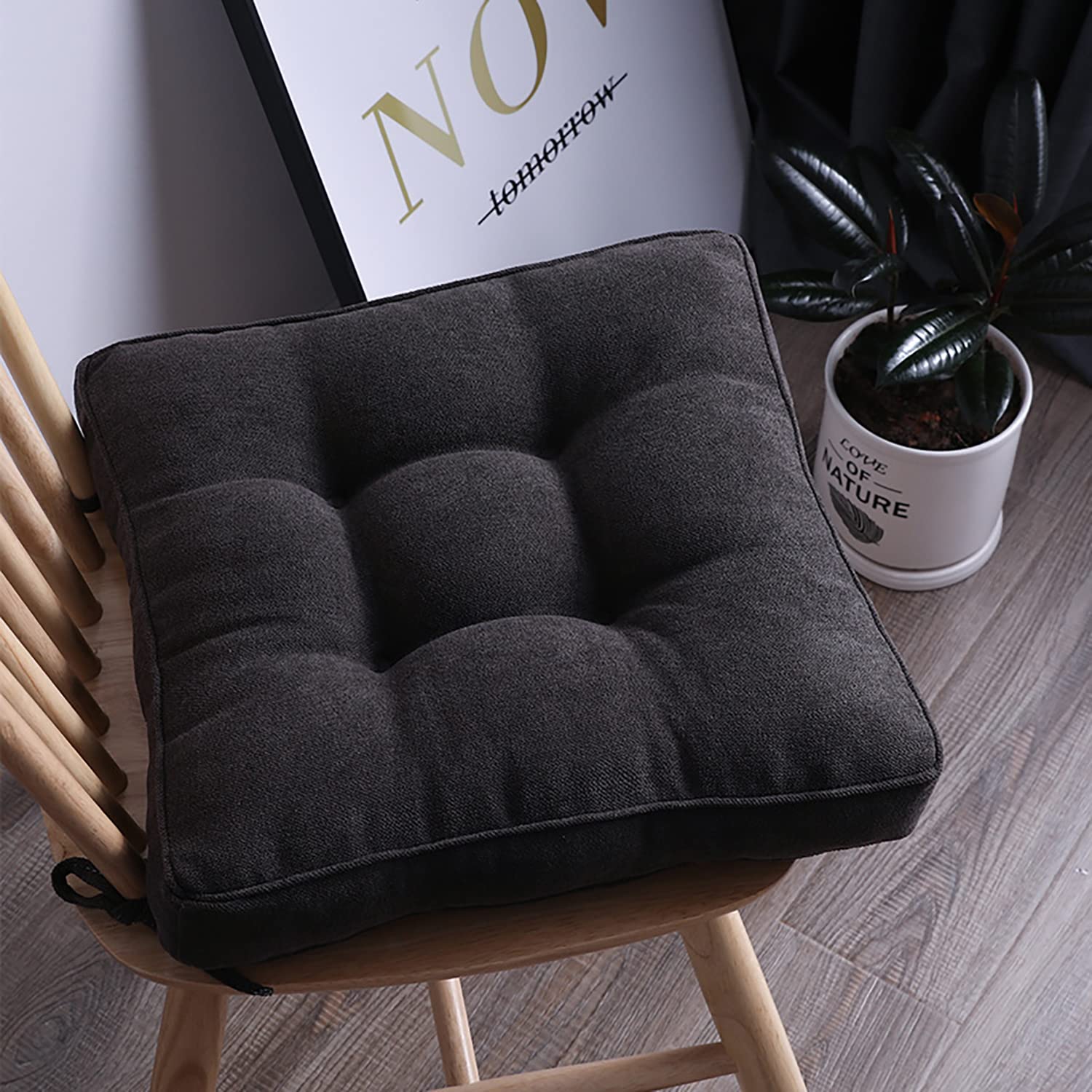 6 Pack Dining Chair Cushions Set - Comfortable Seat Pads for Kitchen, Dining Room, Office & Sofa Chairs - Breathable Fabric & Non-Slip Design (Black) - Perfect for Home Decor, Family Gatherings & Daily Use