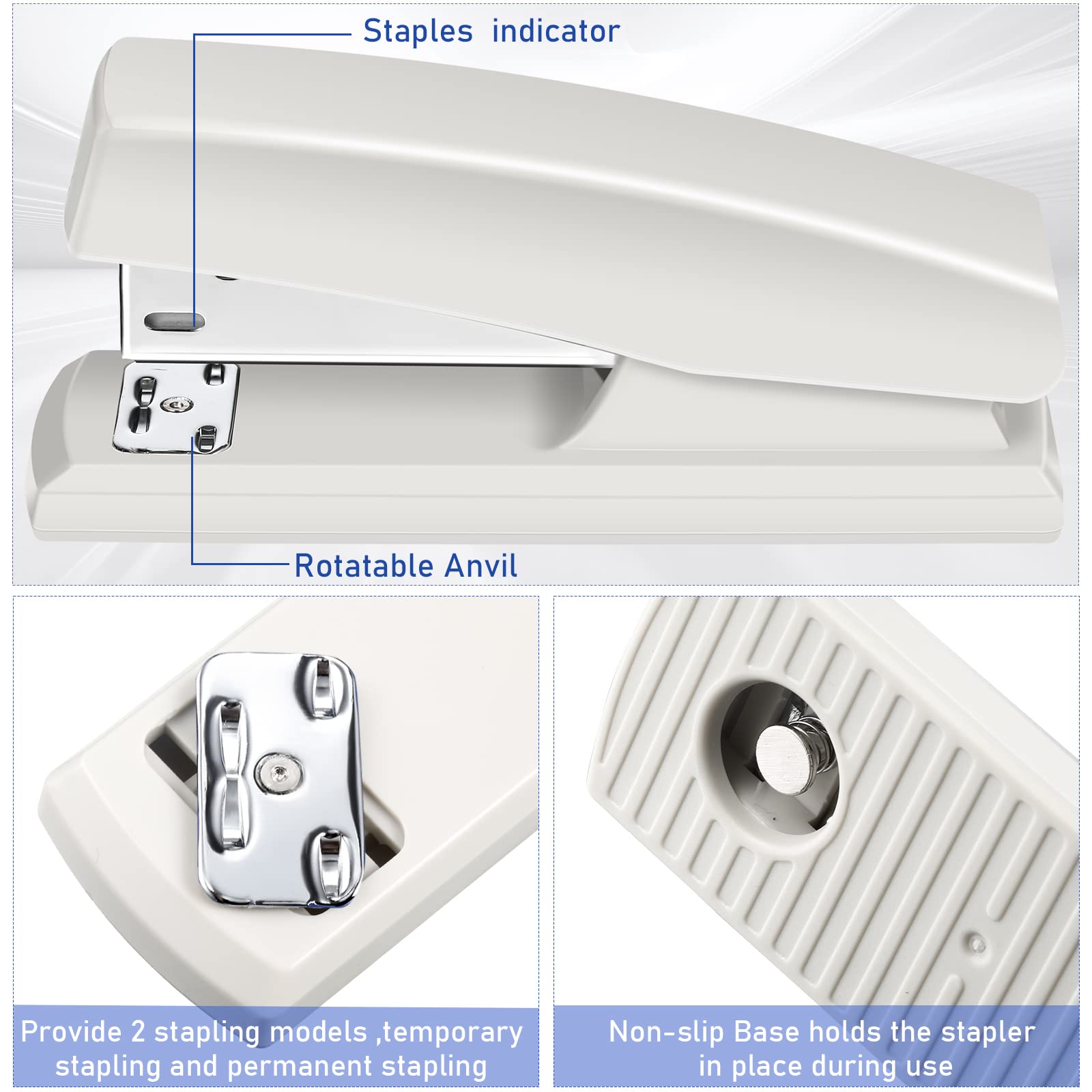 Marspark 10-Pack White Office Staplers with 6000 Staples - 25 Sheet Capacity Heavy Duty Stapler for School, Home & Office Use - Perfect for Paperwork, Reports & Document Organization