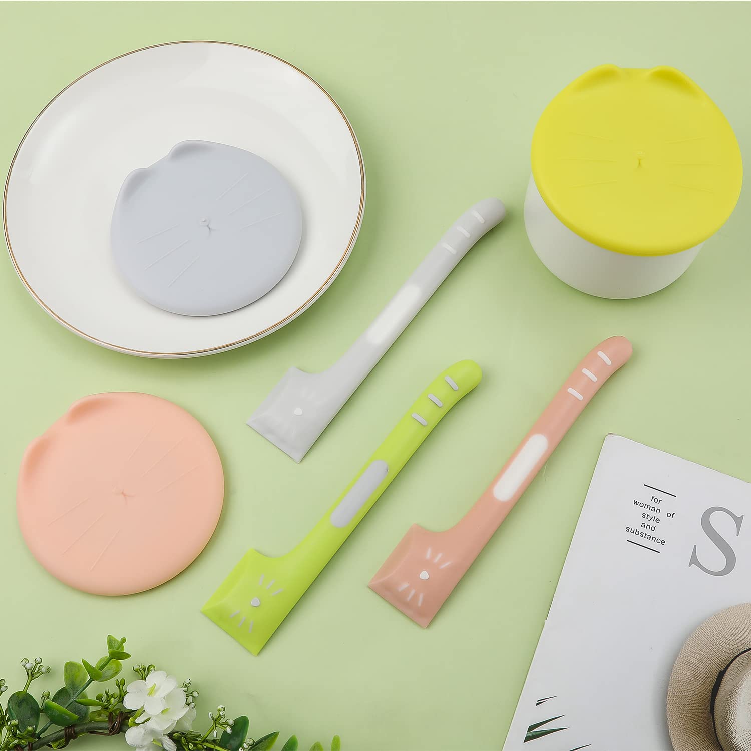 3PCS Silicone Pet Food Can Covers with Spoons - for Cat & Dog Wet Food Storage & Feeding