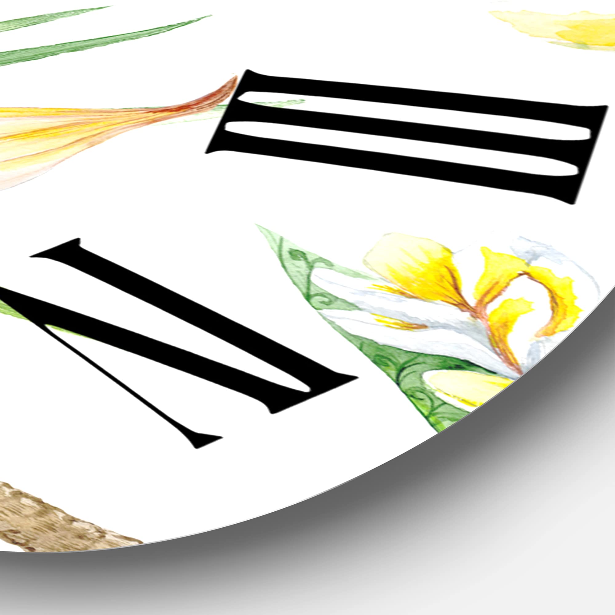 Large Tropical Foliage & Yellow Flowers Wall Clock - Modern Floral Botanical Decor for Living Room, Bedroom, Office | Silent Non-Ticking Home Décor