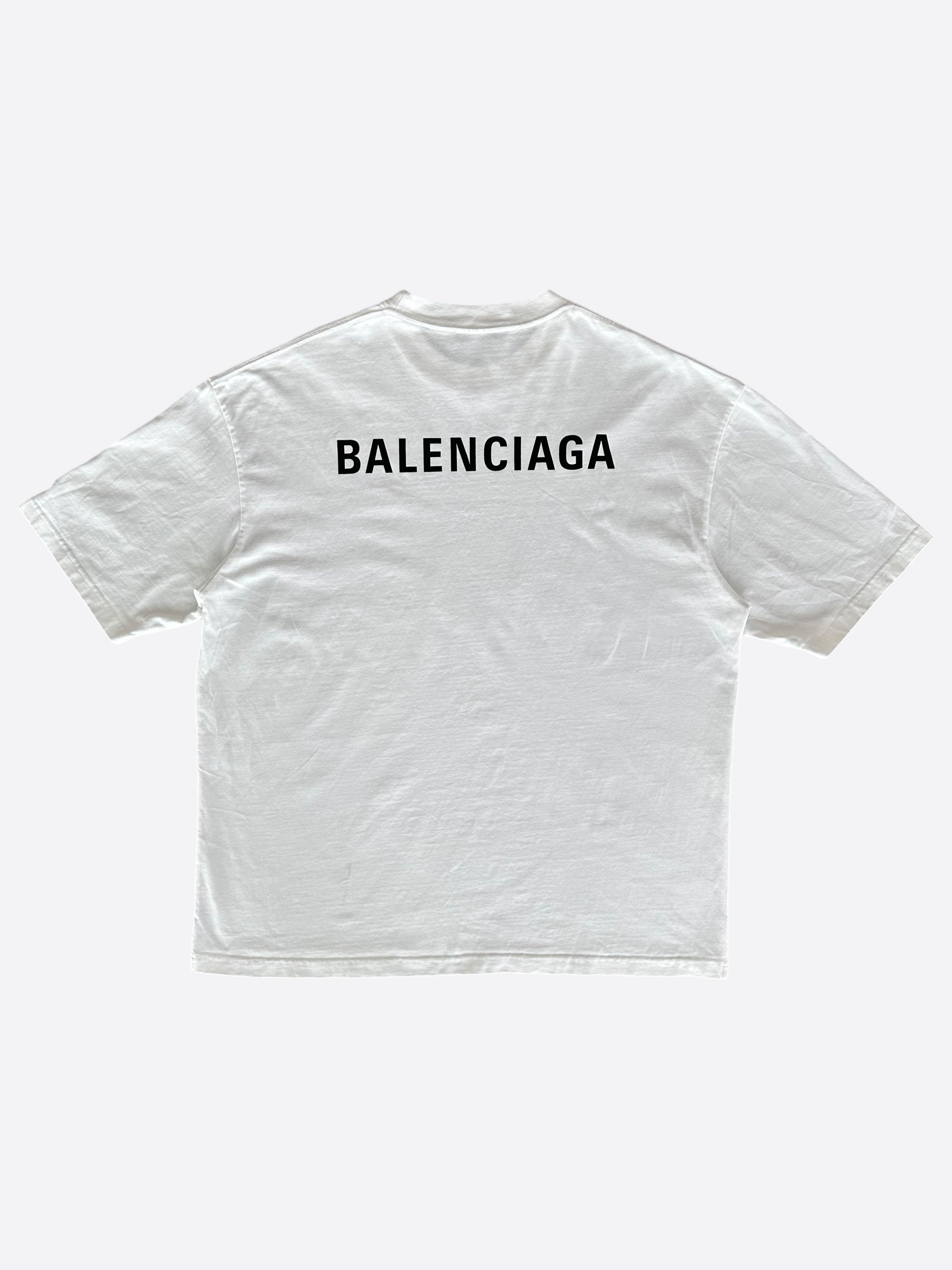 Balenciaga White & Black Logo T-Shirt for Men & Women | Stylish Casual Wear for Street Fashion & Everyday Outfits