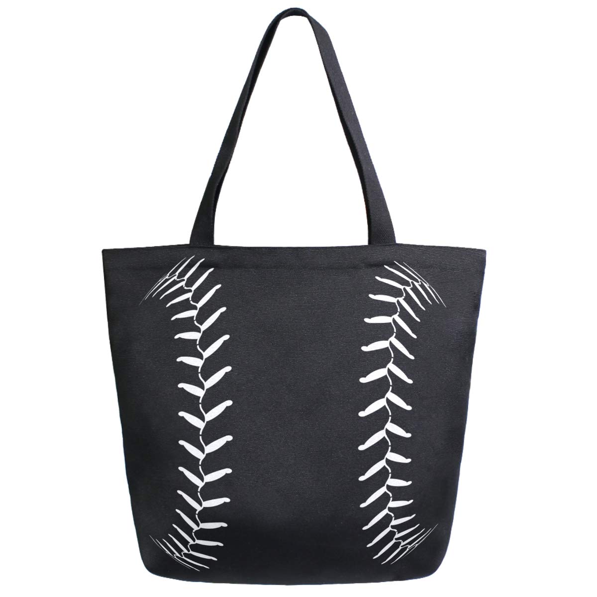 Stylish Extra Large Canvas Tote Bag with Baseball Lace Pattern - Durable Shoulder Bag for Gym, Beach, Travel & Grocery Shopping | Perfect Weekender & Reusable Shopping Tote