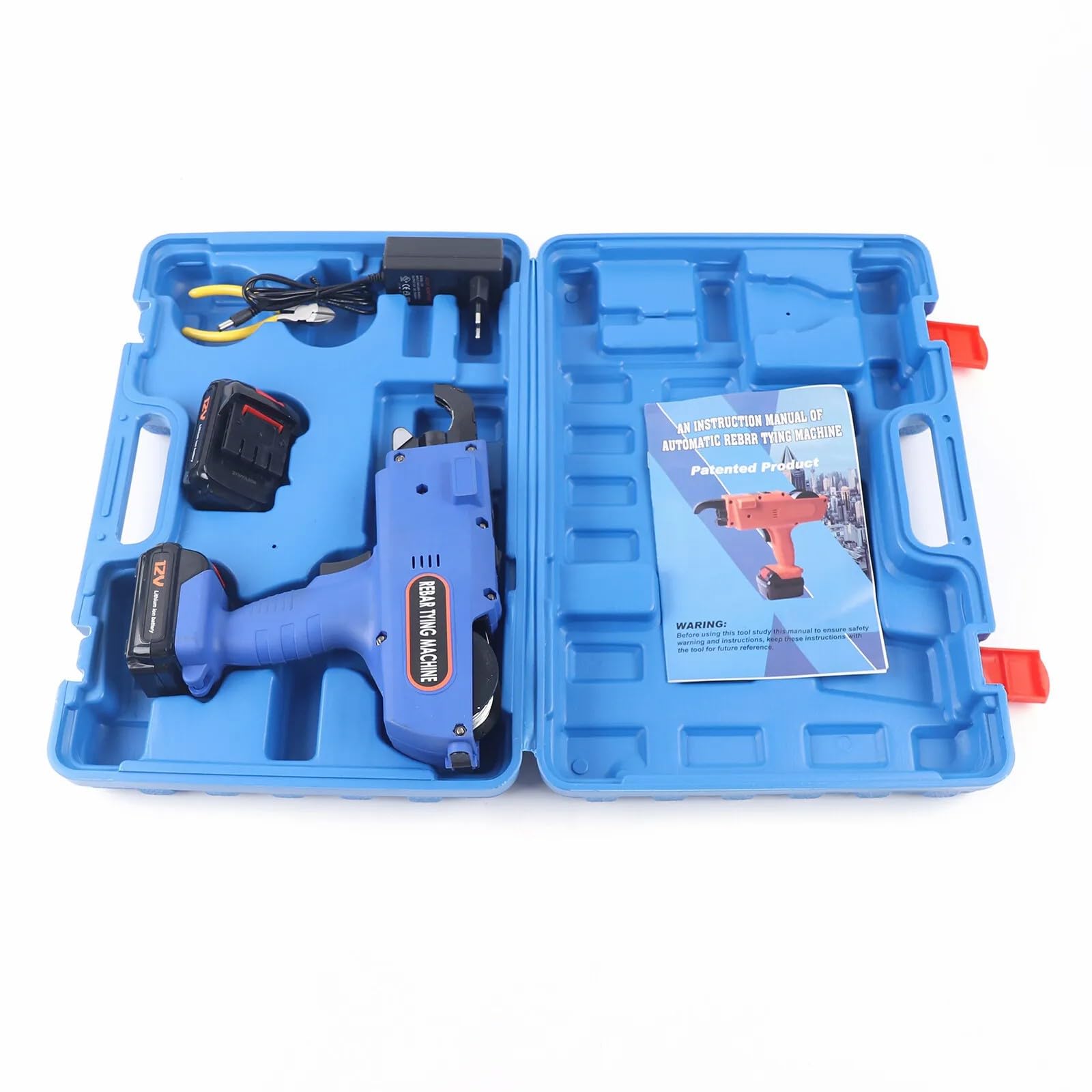 Automatic Rebar Tying Gun Tool - 8-34mm Steel Bar Bender with 2 Batteries for Construction, Concrete & Rebar Work | Heavy Duty Rebar Tie Machine for Building, Road Projects & DIY Home Renovation (Blue)