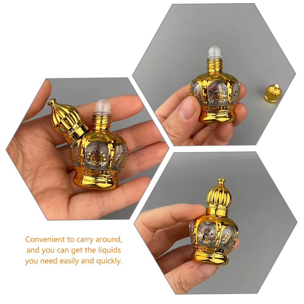 2 Pack Empty Refillable Essential Oil Roller Bottles - Vintage Arabic Crystal Glass Roller Bottles for Perfume & Aromatherapy | Perfect for DIY Essential Oils, Travel & Gift Sets
