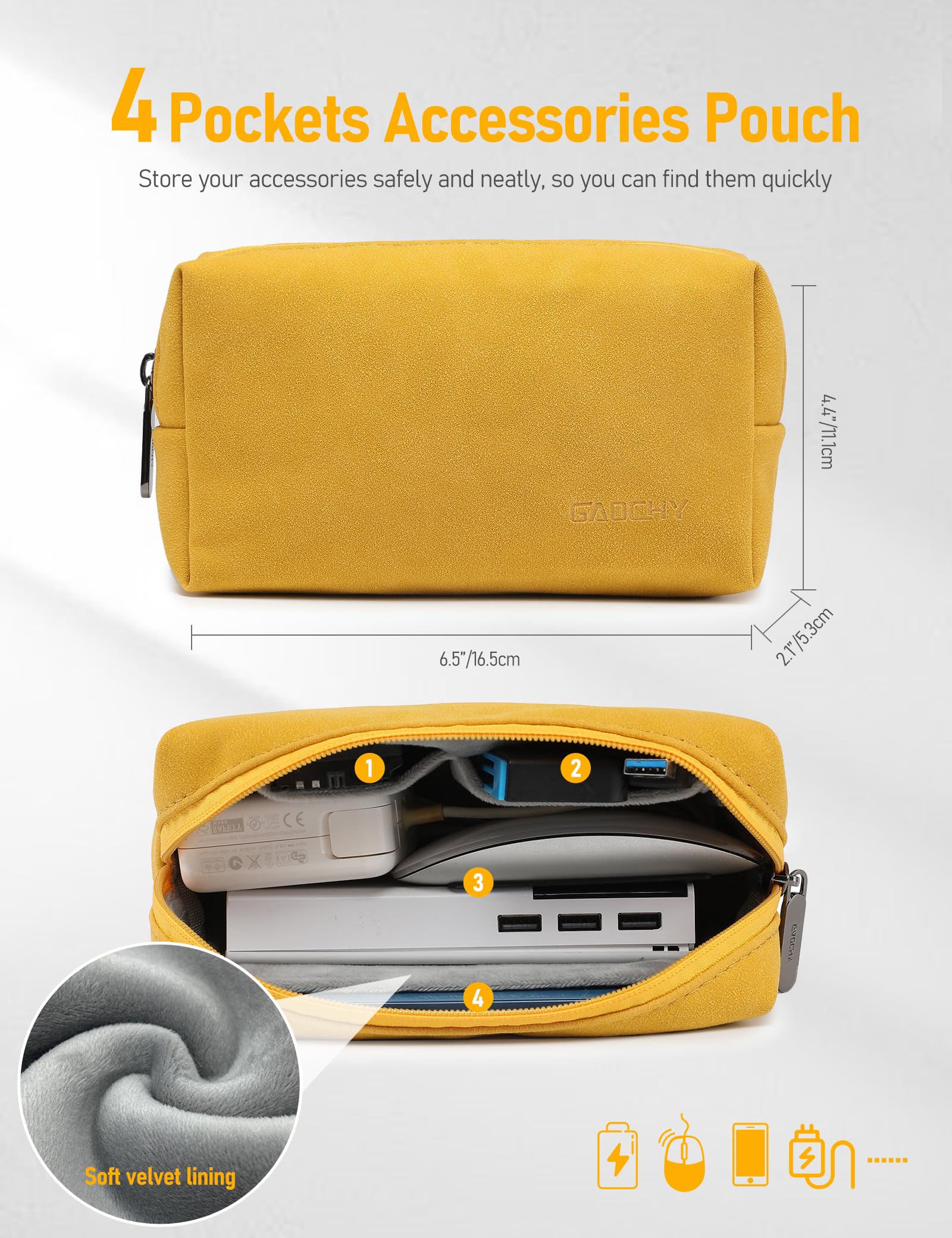 GAOCHY 13 Inch Laptop Sleeve with Stand - Protective Case for MacBook Air 13, MacBook Pro 13, Dell XPS 13 & Surface Pro 13 - Includes Accessory Pouch in Yellow - Perfect for Work, Travel & School
