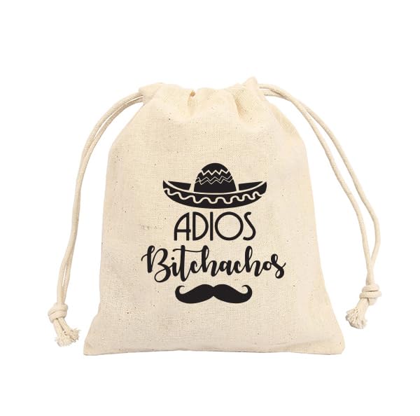 Set of 10 Adios Bitchachos Bachelorette Party Bags - Cabo Survival Hangover Kit, Recovery Amenity Bags for Wedding & Girls Trips - Perfect for Bachelorette Decorations, Bridal Showers & Vacation Essentials