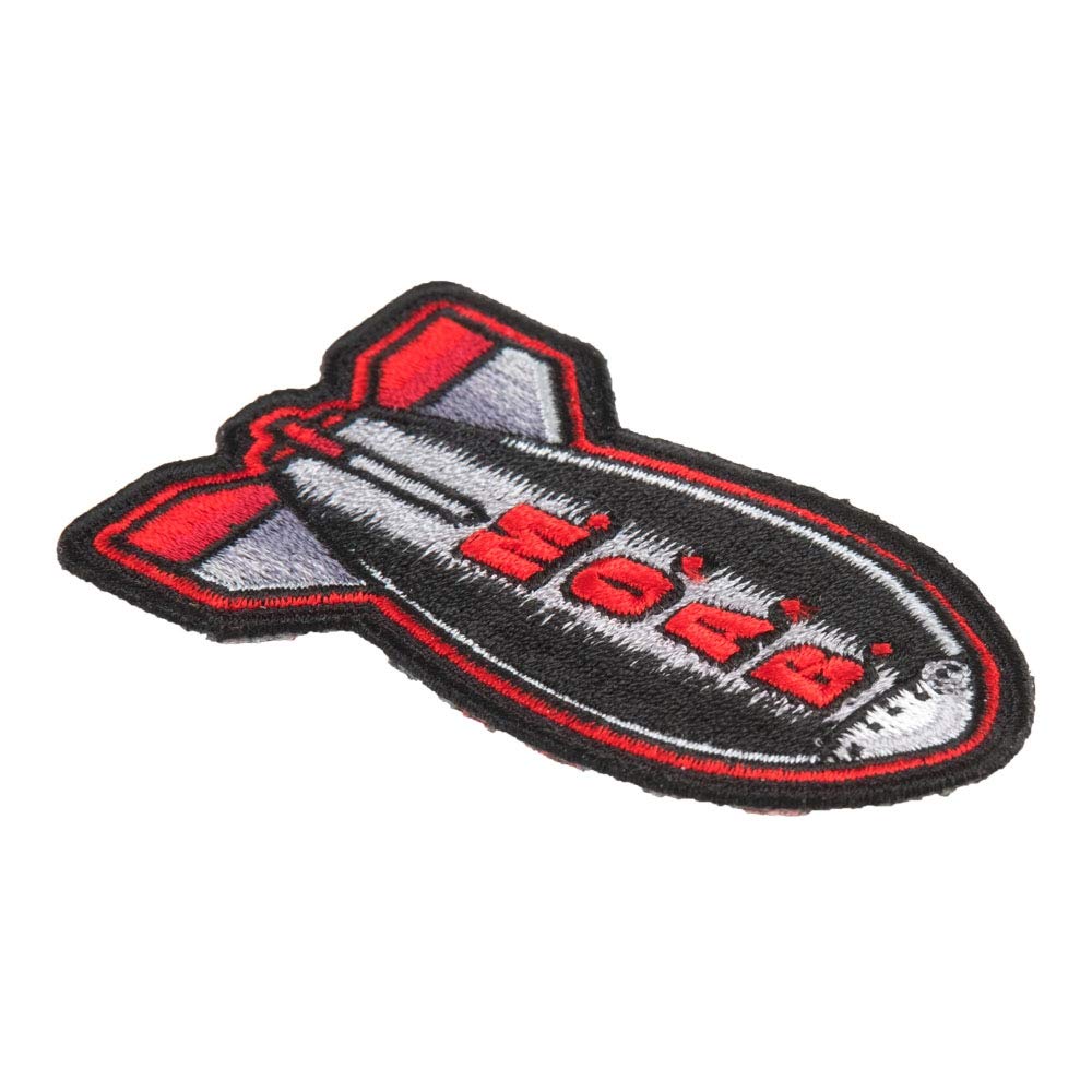 PatchStop Missile Bomb MOAB Black Iron-On Patches (2x3 Inch) - Embroidered Military Style Patches for Jackets, Jeans & Bags - DIY Sew On Badges for Tactical Gear, Biker Vest & Denim Fashion