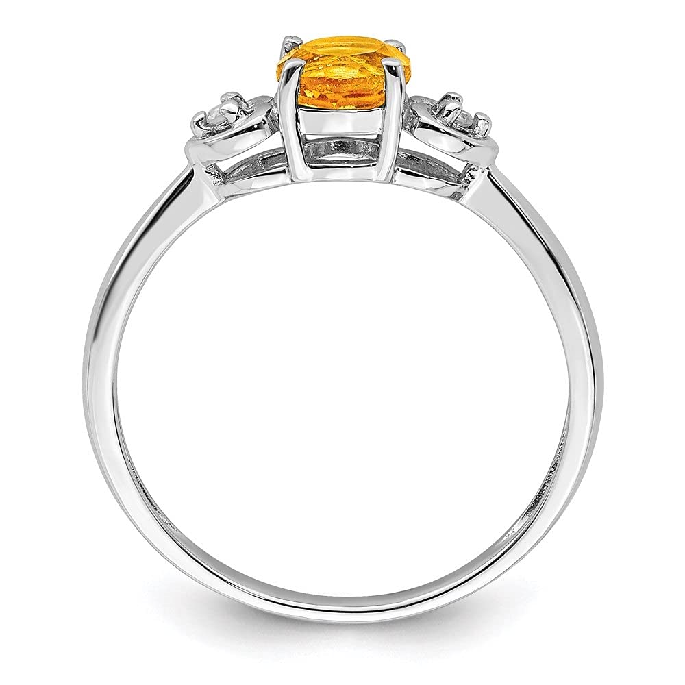 Diamond2Deal 925 Sterling Silver Diamond & Citrine Round Engagement Ring 0.37ct - Elegant Wedding Band for Proposals, Anniversaries & Special Occasions