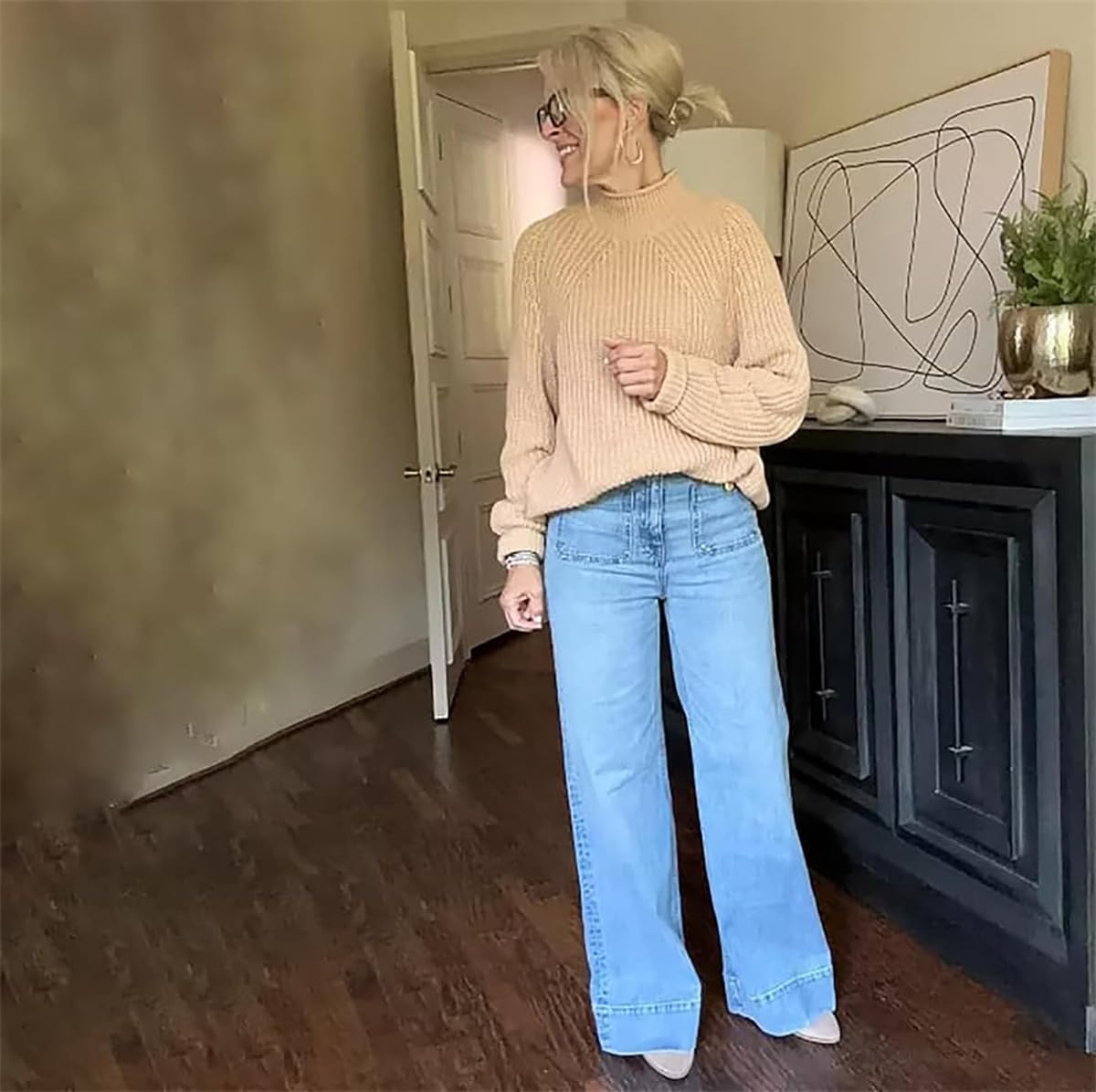 Chiccurva High Waisted Tummy Control Jeans - Sailor Wide Leg & Straight Leg Pants for Women | Comfortable Casual Wear for Office, Dating & Everyday Outfits