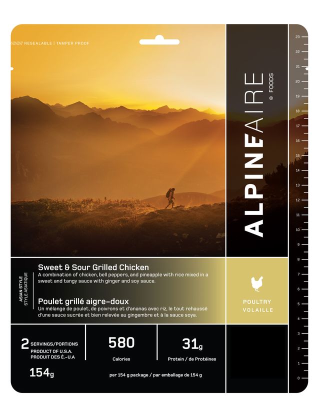 AlpineAire Sweet and Sour Grilled Chicken - Freeze Dried Backpacking & Camping Food - Lightweight Emergency Meal for Hiking, Survival & Outdoor Adventures