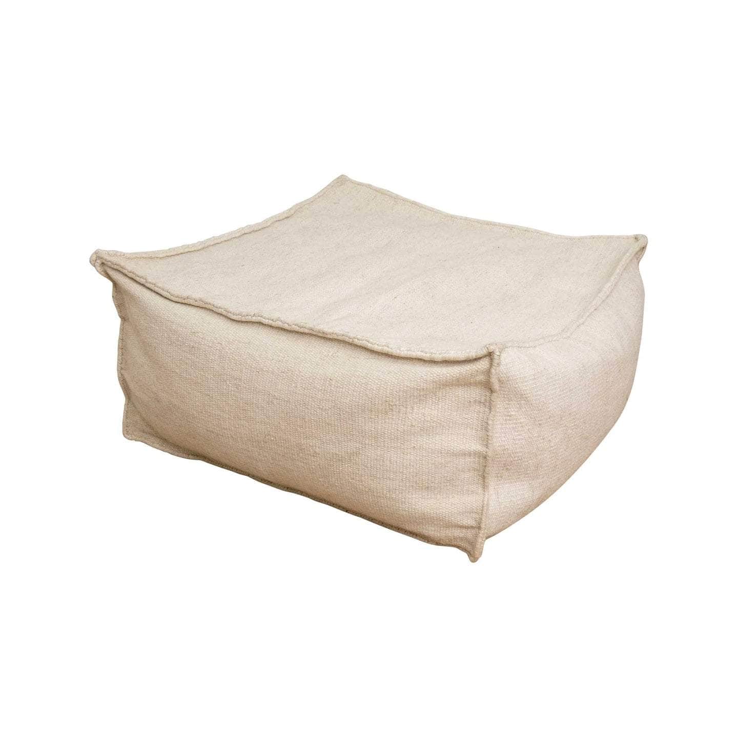 Premium Wool & Bamboo Bean Bag Ottoman - Soft & Eco-Friendly Footrest Pouf for Living Room, Bedroom, or Nursery - Beige Comfort Seating