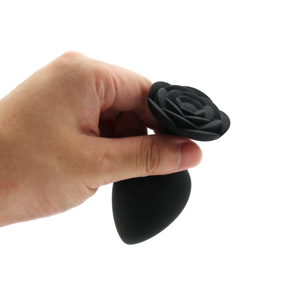 Premium Silicone Anal Plugs Set - 3 Pcs Floral Design Anal Training Kit for Adults (Black) | Comfortable & Body-Safe | Perfect for Beginners & Advanced Play | Enhance Intimacy & Explore Sensations