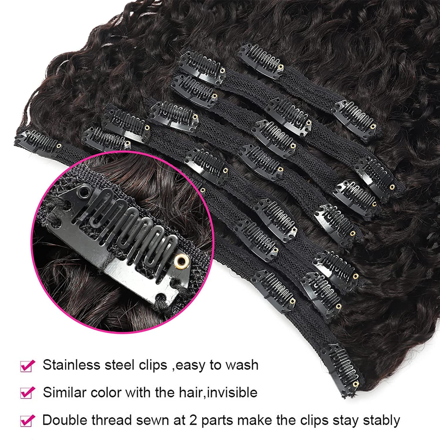Jerry Curly Clip in Hair Extensions 14 Inch Real Human Hair 3B 3C Curly Hair Weft - 7Pcs Brazilian Virgin Hair with 24 Clips for Black Women | Easy to Blend, Natural Look | Perfect for Daily Wear, Parties & Special Occasions