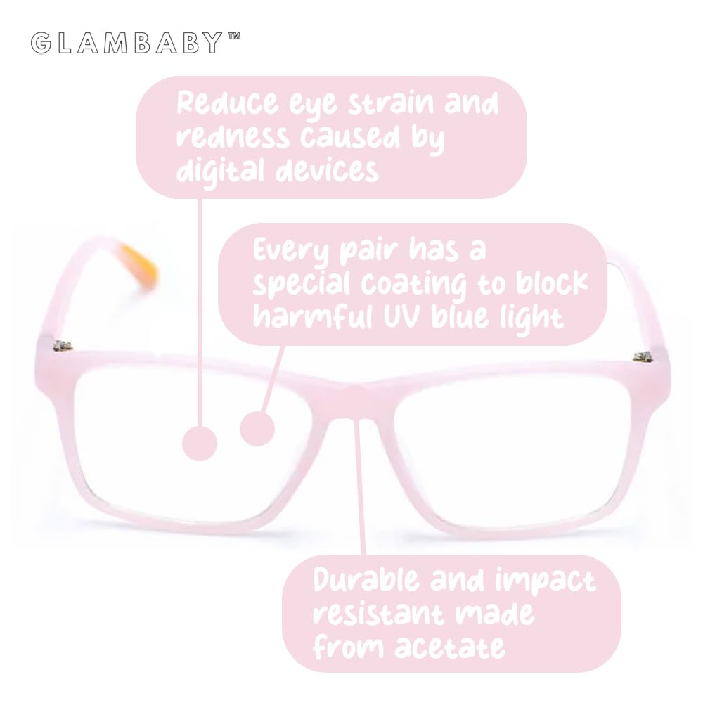 GlamBaby Hayes Blue Light Blocking Glasses for Kids - Anti UV Eye Protection, Comfortable & Lightweight Computer Glasses for Boys and Girls - Perfect for Online Classes, Gaming, and Screen Time