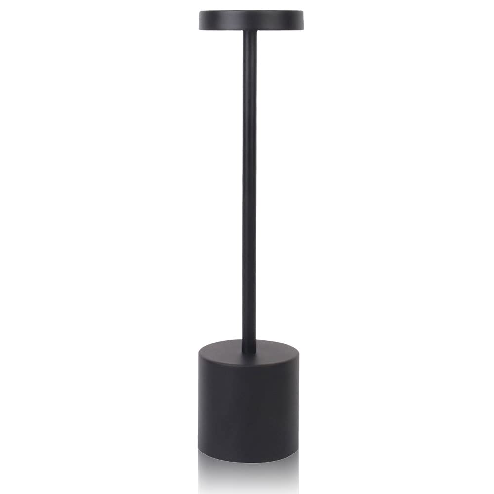 Leroxo Portable Metal LED Table Lamp - Cordless Rechargeable Desk Lamp with 3 Color Modes & 3 Brightness Levels, Touch Control for Bedroom, Office, Dining Room Decor (Black) | Perfect for Reading, Working & Ambient Lighting
