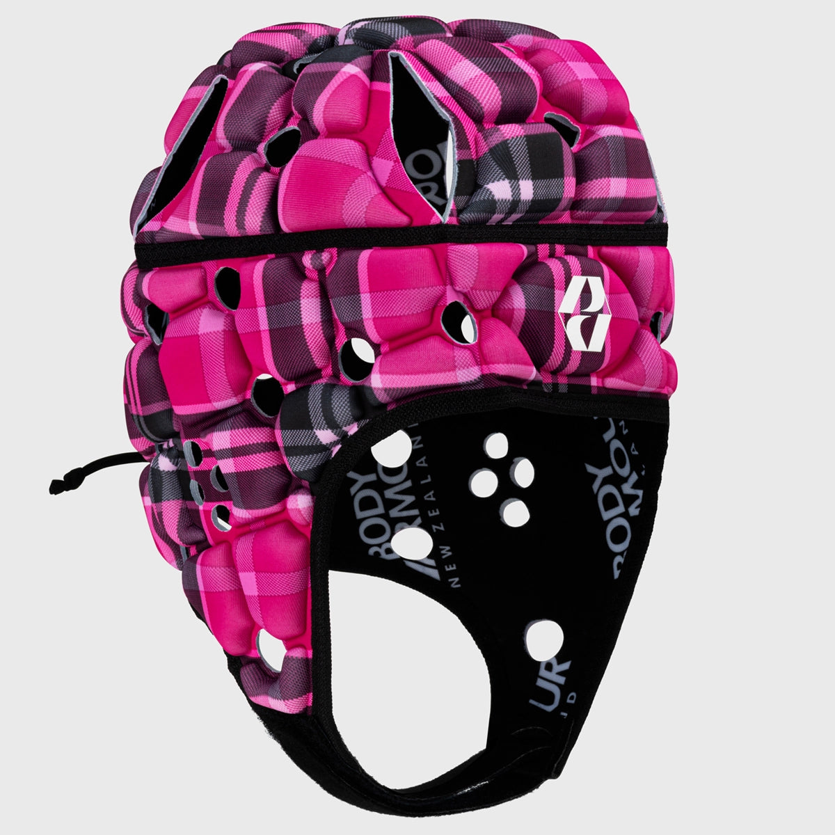 Body Armor Ventilator Rugby Headguard - Pink Tartan Design for Enhanced Protection & Breathability | Perfect for Rugby Training & Competitive Matches