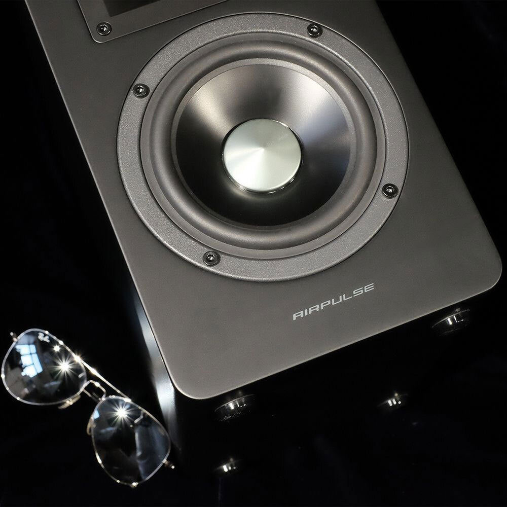 Airpulse A100 Wireless Active Miniature Speakers - Premium Sound Quality, Bluetooth 5.0, Matte Black Finish - Perfect for Home, Office, and Outdoor Entertainment
