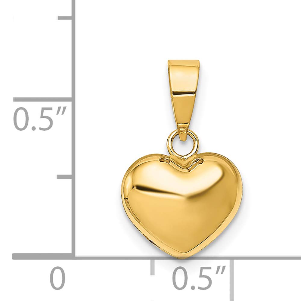 FJC Finejewelers 14K Yellow Gold Puffed Heart Charm Pendant - Elegant Jewelry Gift for Women, Perfect for Valentine's Day, Anniversary & Special Occasions