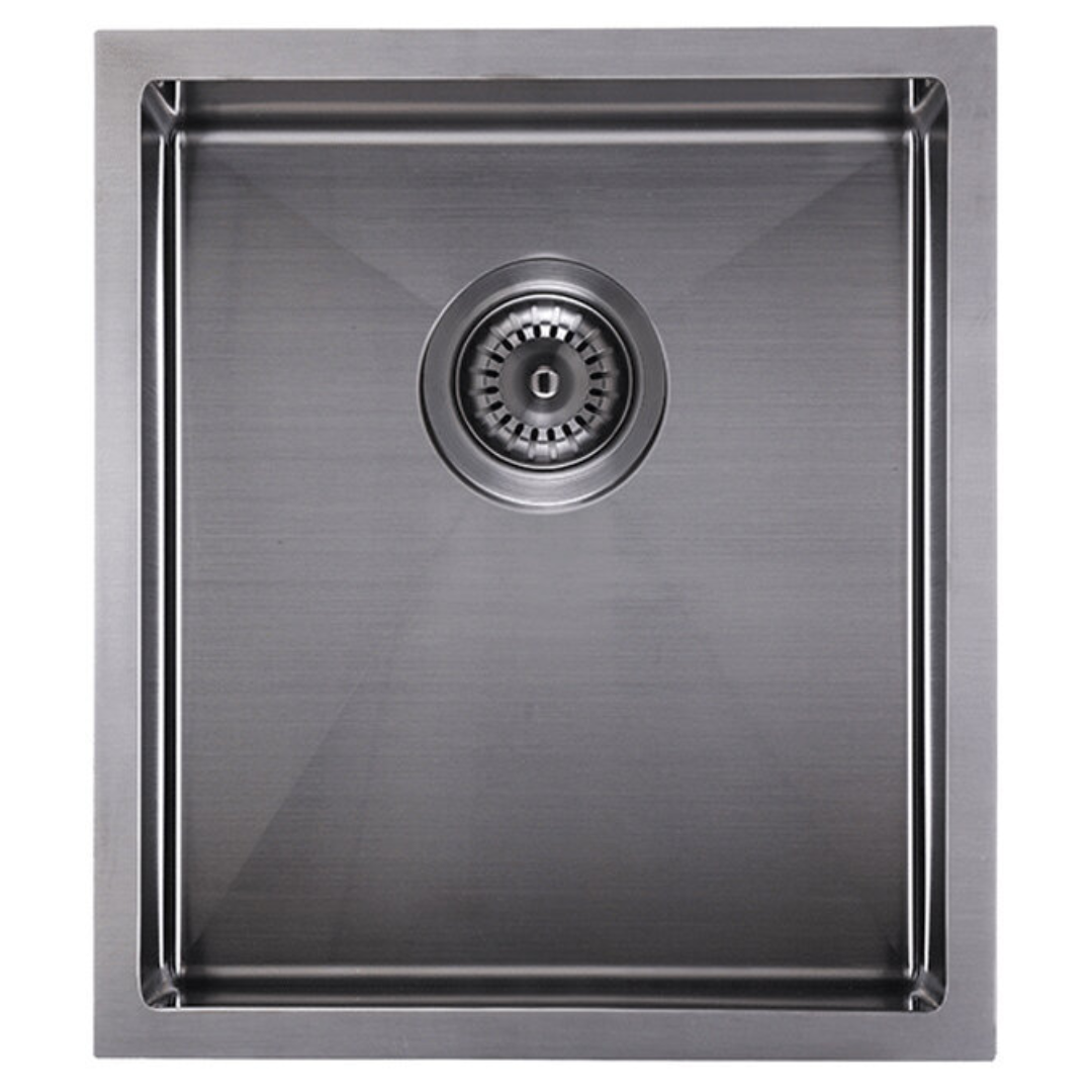 Abey Piazza Single Bowl Kitchen Sink - Black Pearl Finish (Model CR340B) | Durable Stainless Steel Undermount Sink for Modern Homes