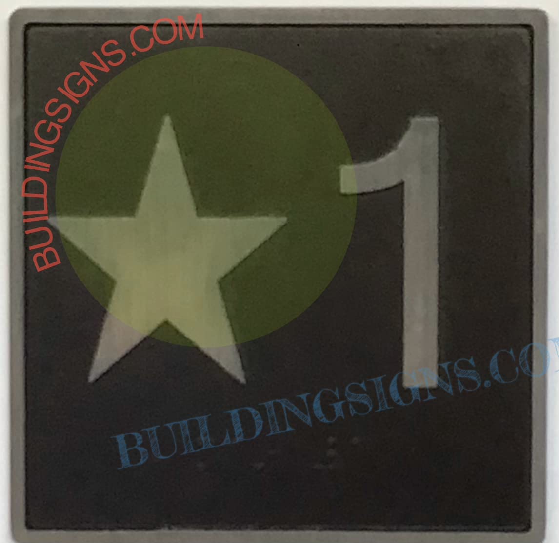 Cast Iron Elevator Floor Number Star 1 Sign - 4x4 Inch Black Background Jamb Plate for Commercial & Residential Elevators - Perfect for Office Buildings, Hotels, and Apartment Complexes - The Iron Line