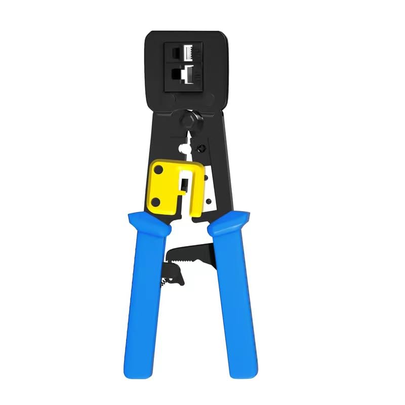 Professional Ratcheting RJ45 Crimp Tool Kit - Ethernet Crimper for Pass Through RJ45, RJ11 & RJ12 Connectors - Ideal for Network Installations, Home Office Setup & IT Maintenance