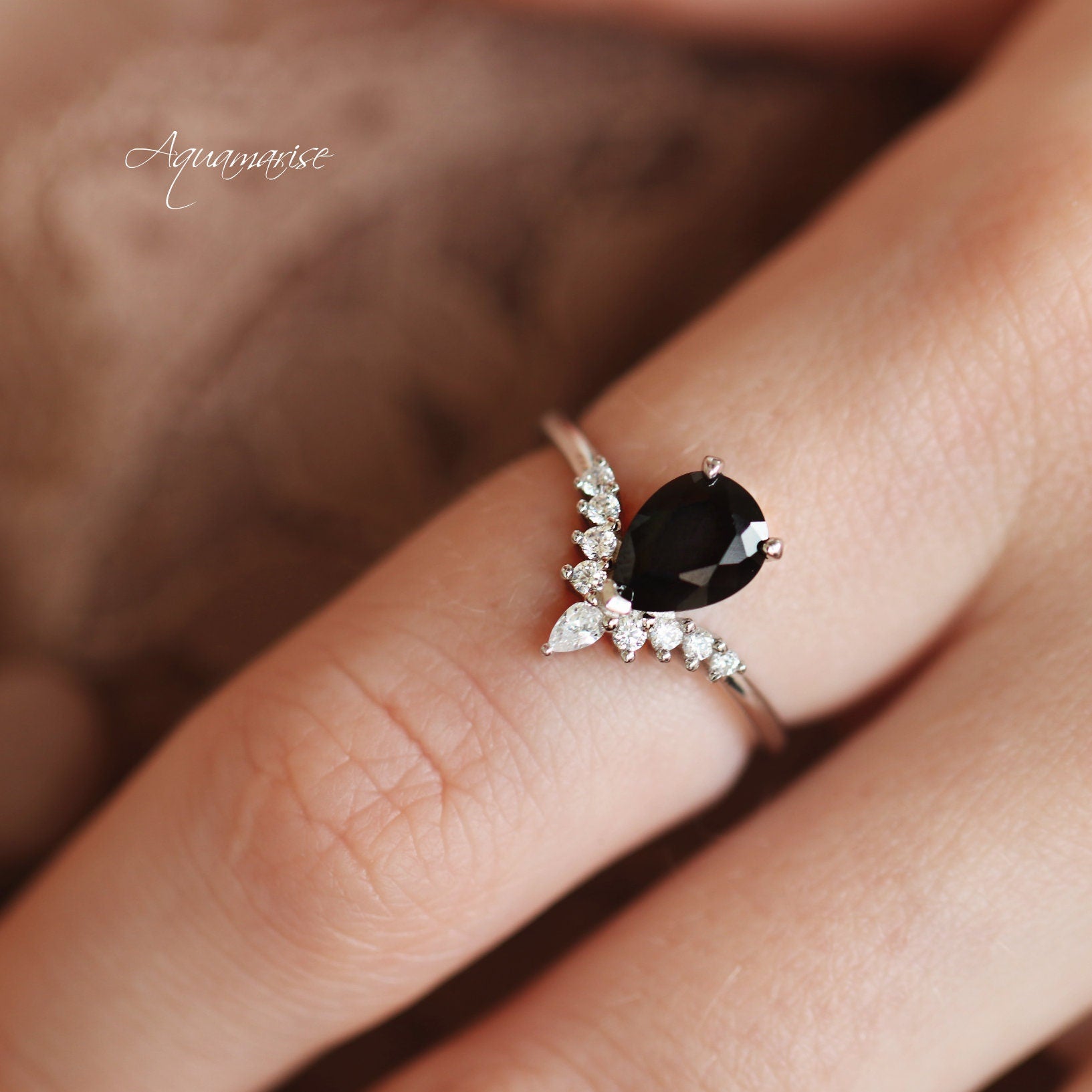 Black Diamond Ring Set for Women - 925 Sterling Silver Wedding & Engagement Jewelry - Perfect for Anniversaries, Proposals & Special Occasions