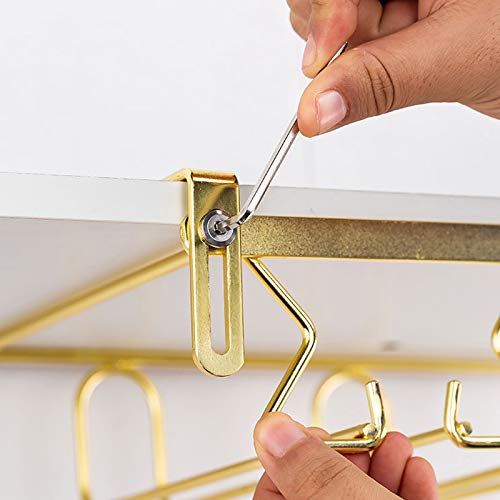 Under Cabinet Wine Glass Holder - Gold Stainless Steel Rack for Kitchen & Bar Organization - Perfect for Storing Stemware in Small Spaces & Home Decor