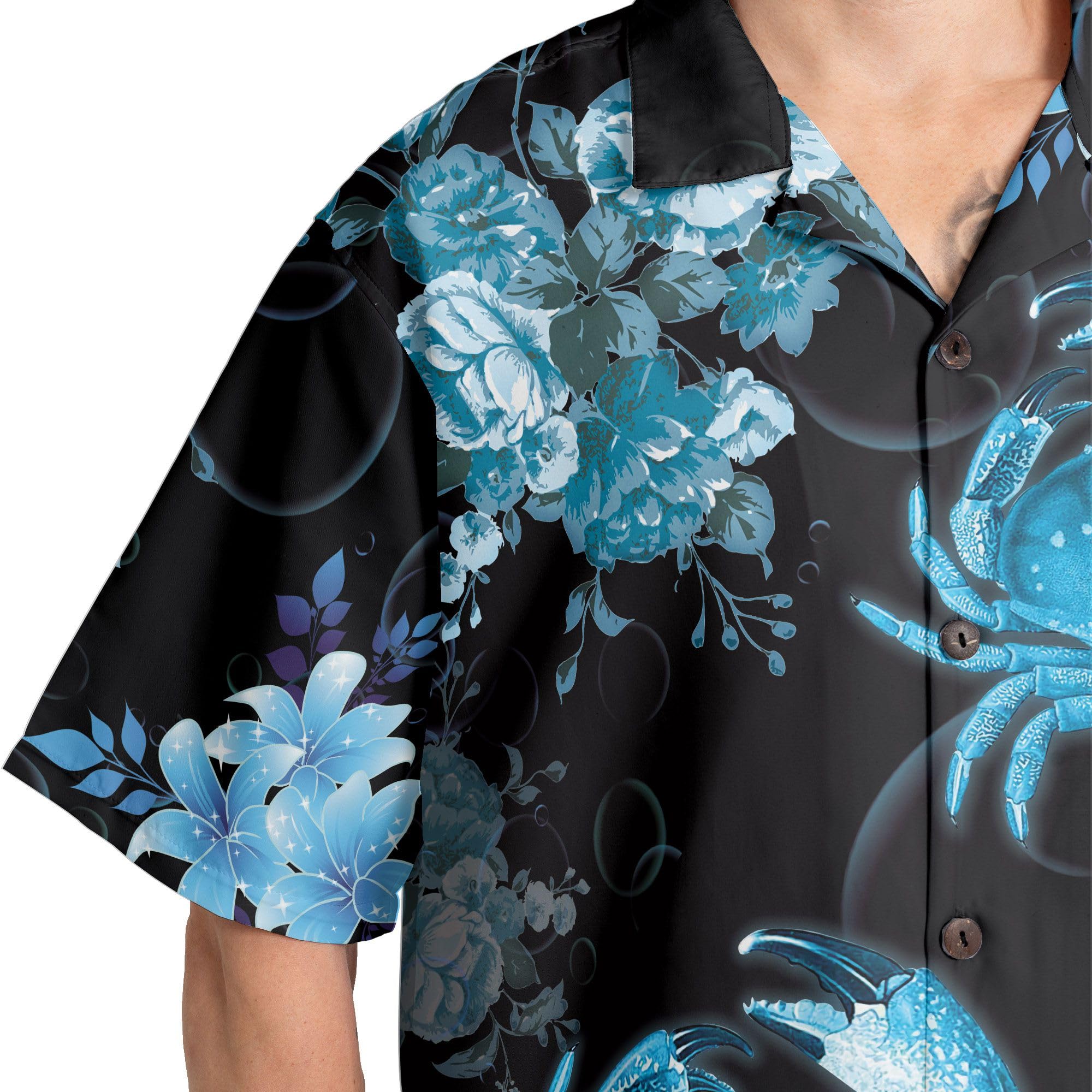 HYPERFAVOR Crab Hawaiian Shirt - Stylish Short Sleeve Button Down for Men & Women - Perfect Crab Lover Gift for Beach, Luau, and Summer Parties
