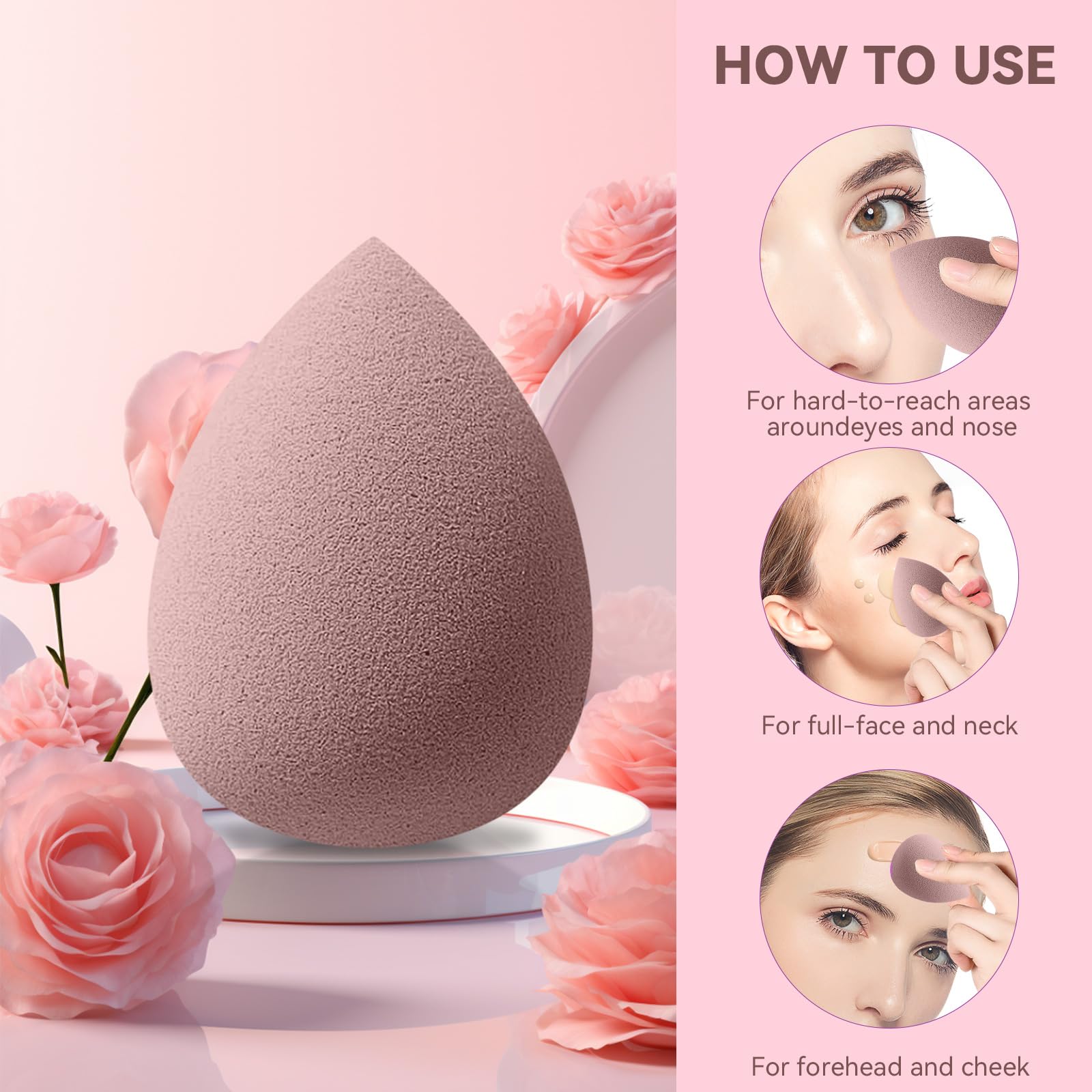 6 PCS Makeup Sponges Set - Latex Free Beauty Blending Sponge for Liquid, Cream & Powder Foundation - Super Soft Makeup Sponge for Flawless Application - Perfect for Daily Makeup & Professional Use