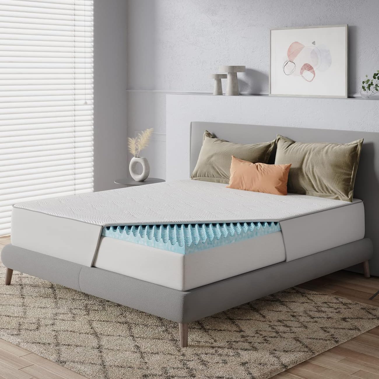 Sweetnight King Size 2 Inch Cooling Gel Memory Foam Mattress Topper - Breathable, Waterproof & Pressure Relief for Back Pain - Perfect for Hot Sleepers, Bedroom Comfort Upgrade (White)