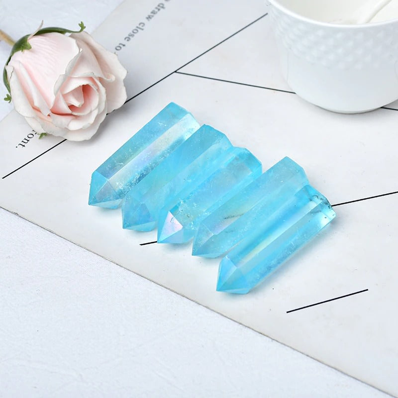 Blue Aura Quartz Crystal Tower - Natural Healing Stone for Meditation, Energy Cleansing & Home Decor